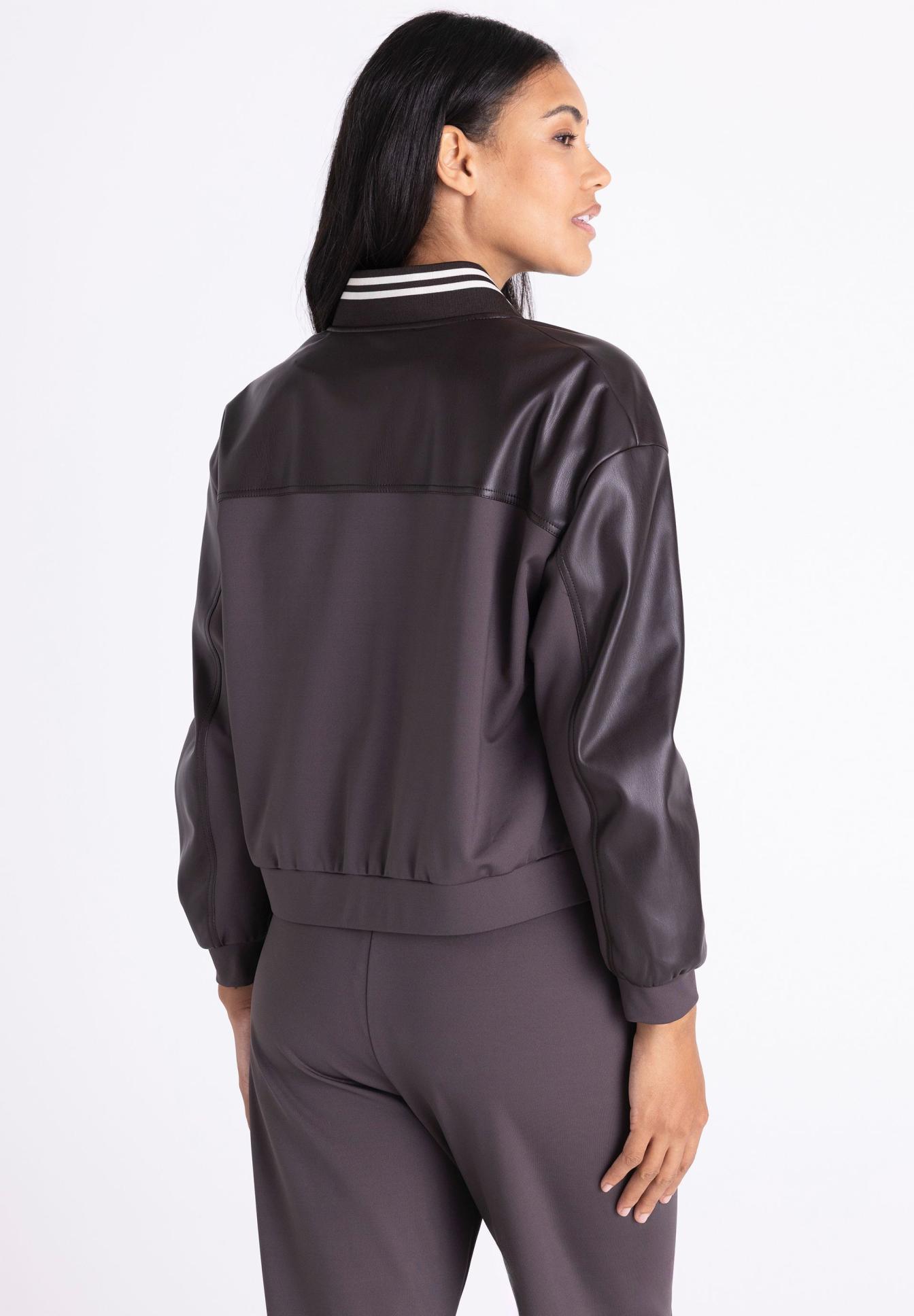 jacke, lederjacke, revers, kollektion, dunkelgrau, Bomberjacke, Lederoptik, zweifarbig, Kragenrib, Jahreliefer?, jacke, bommel, lederoptik, reversstreifen, unifarben, jacke, lederoptik, coachjacke, sportjacke, mauve grau