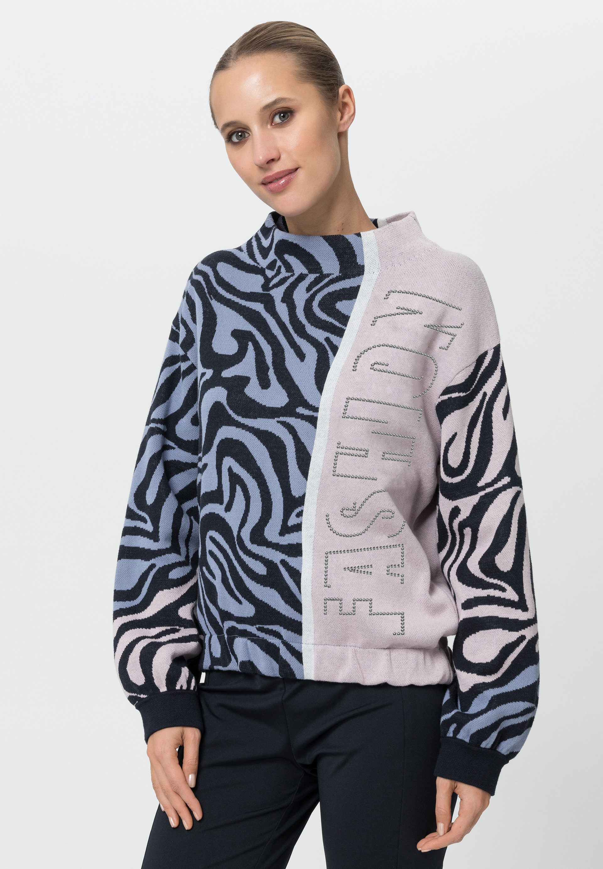 Knitted jumper with animal wave print - Product Image 1