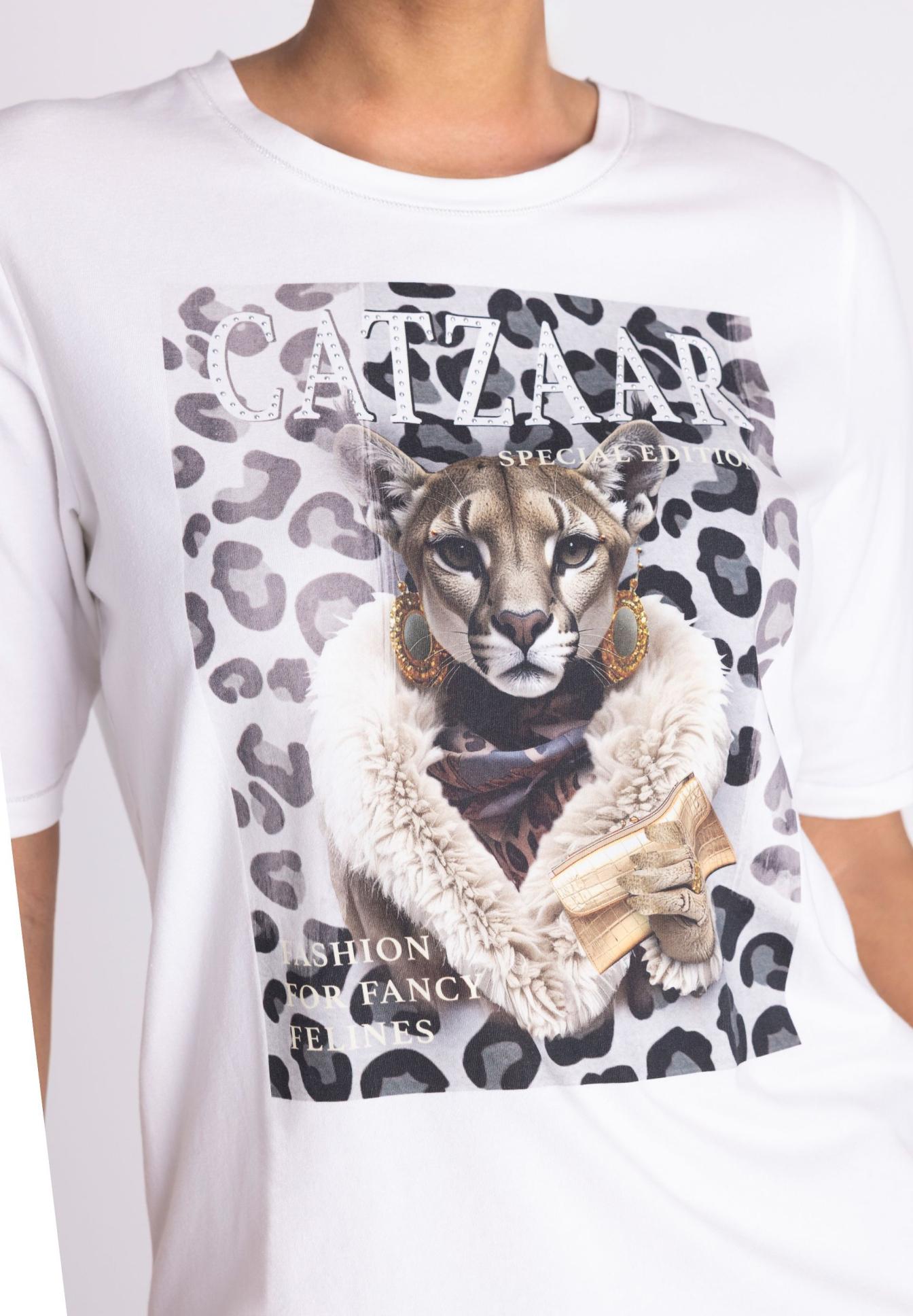 T-Shirt, Leopard-Print, Leopard, Fellmuster, Printdesign, T-Shirt, Graphic, Leopard print, Cat motif, Fur collar