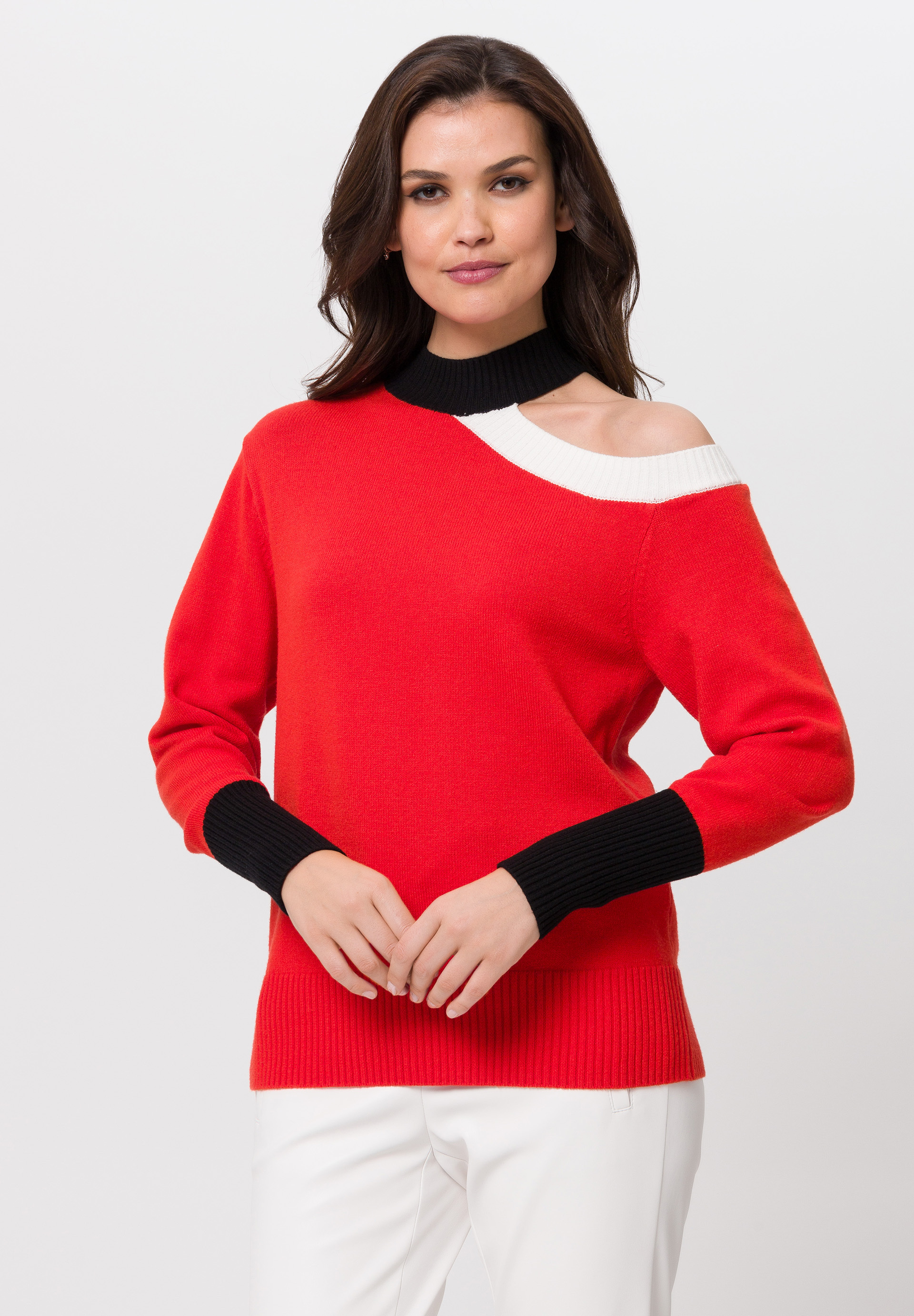 Knitted jumper with one-shoulder cut-out - Product Image 1