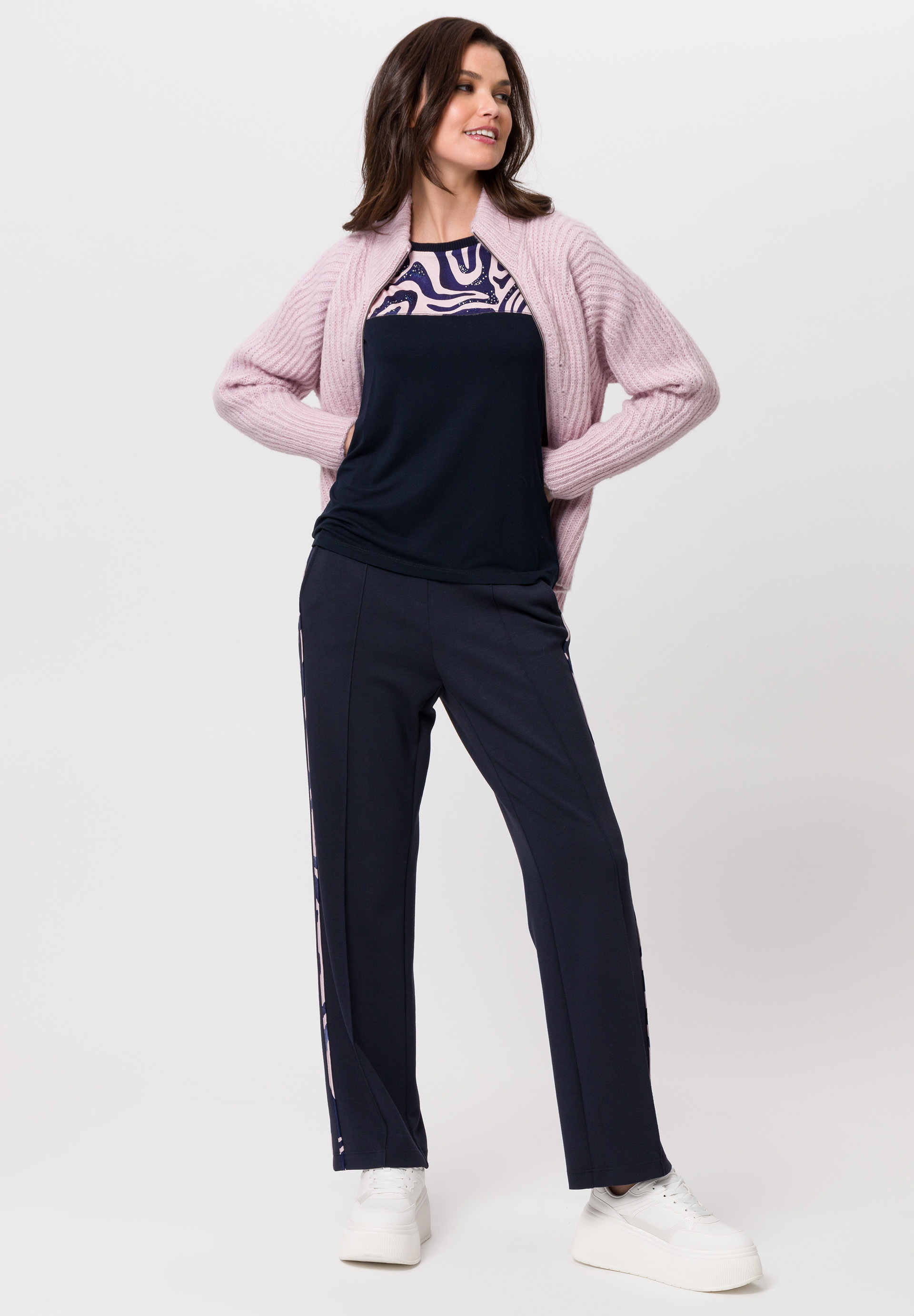 Cardigan with lace and rib knit pattern - Product Image 2