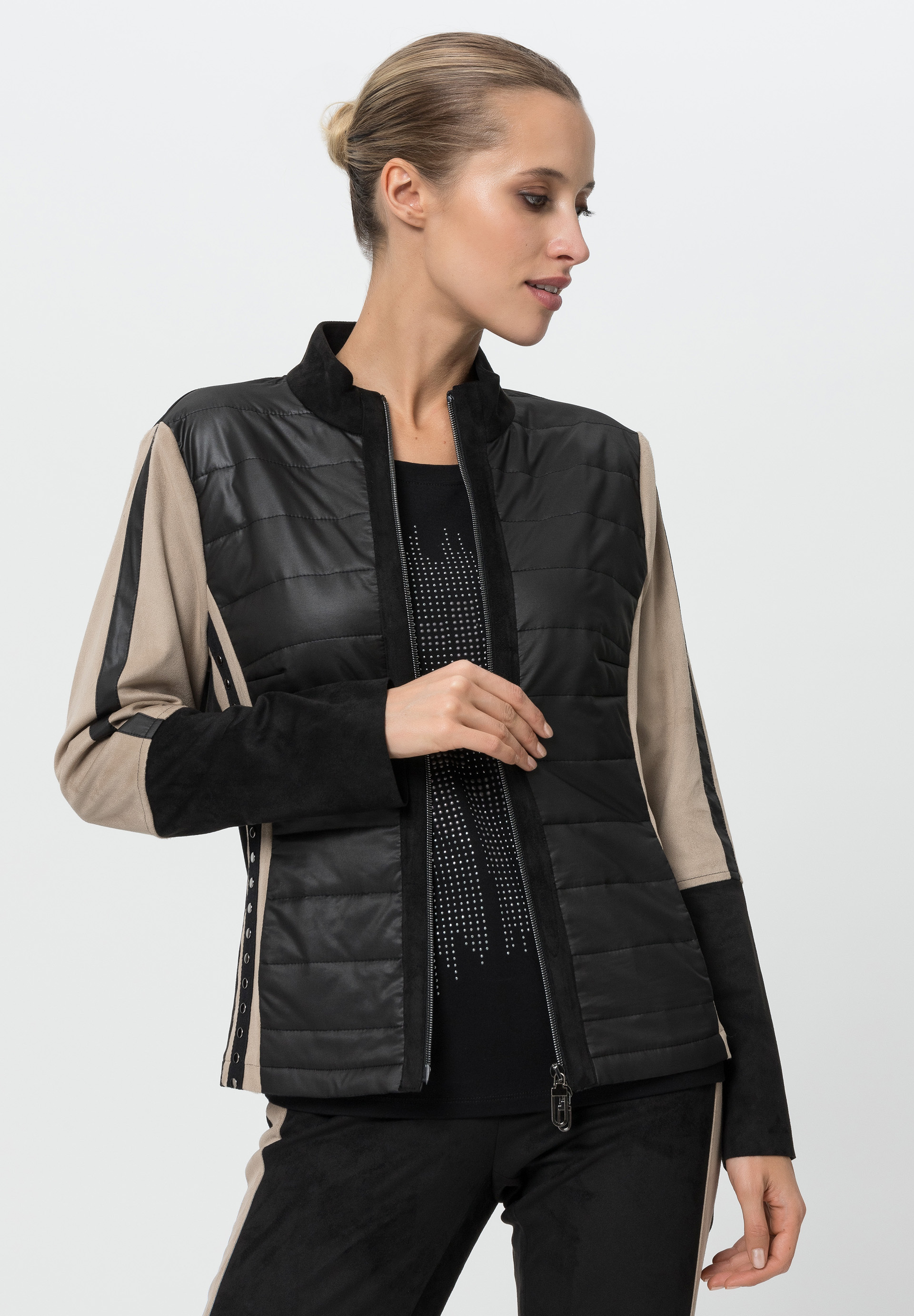 Faux leather jacket in contrasting design - Product Image 1