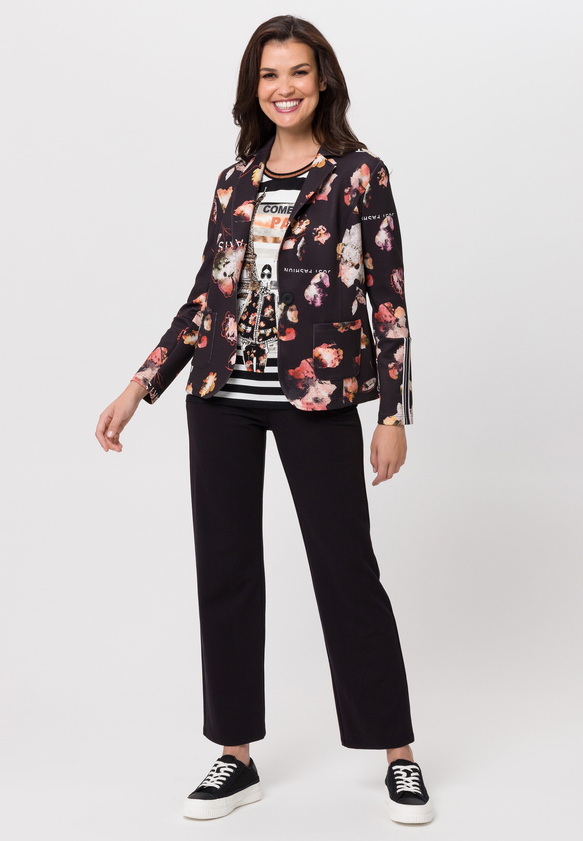 Long sleeve shirt with stripe pattern and print - Product Image 2