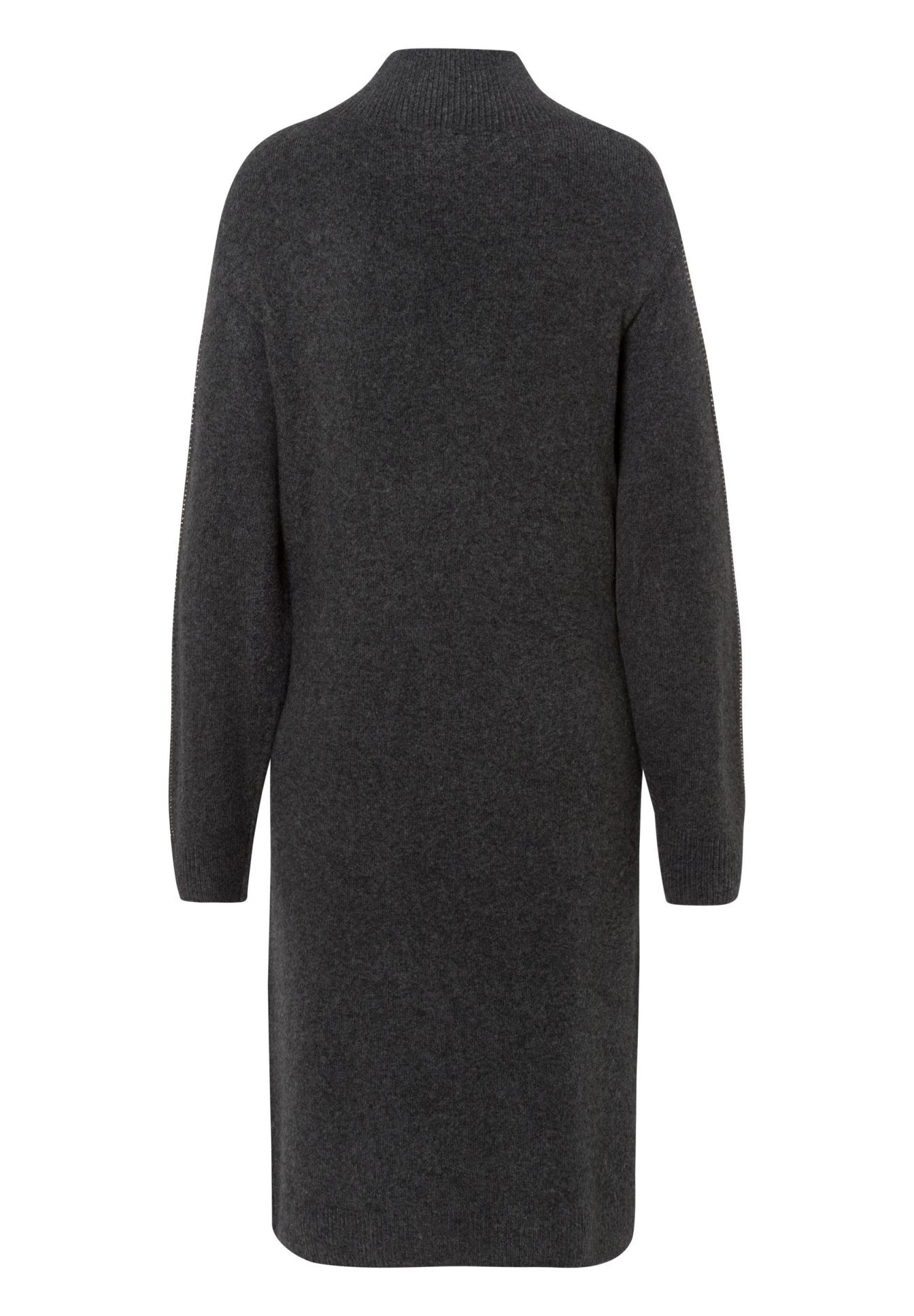 Wollkleid, Langarm, Hemdarm, Rollkragen, Dunkelgrau