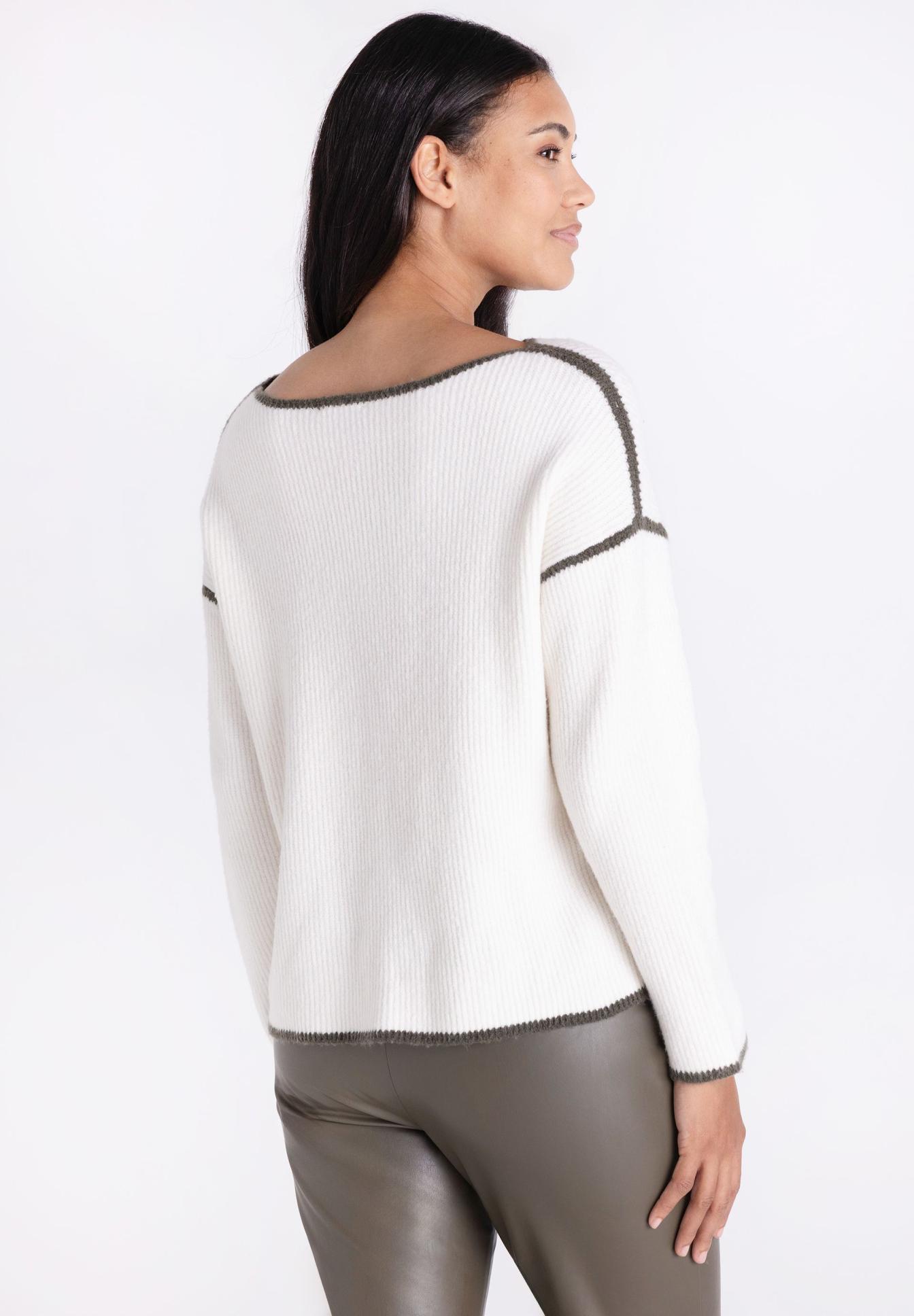 Pullover, Weiß, Rippstrick, Langarm, Oversized, Pullover, Knitwear, weiss, Rundhalsausschnitt, contrastnaht, Weißer Pullover, Strickpullover, Oversize, Rundhalsausschnitt, Kontrastnaht, Pullover, Weißer Pullover, Rippstrick, Kontraststreifen, Langarm