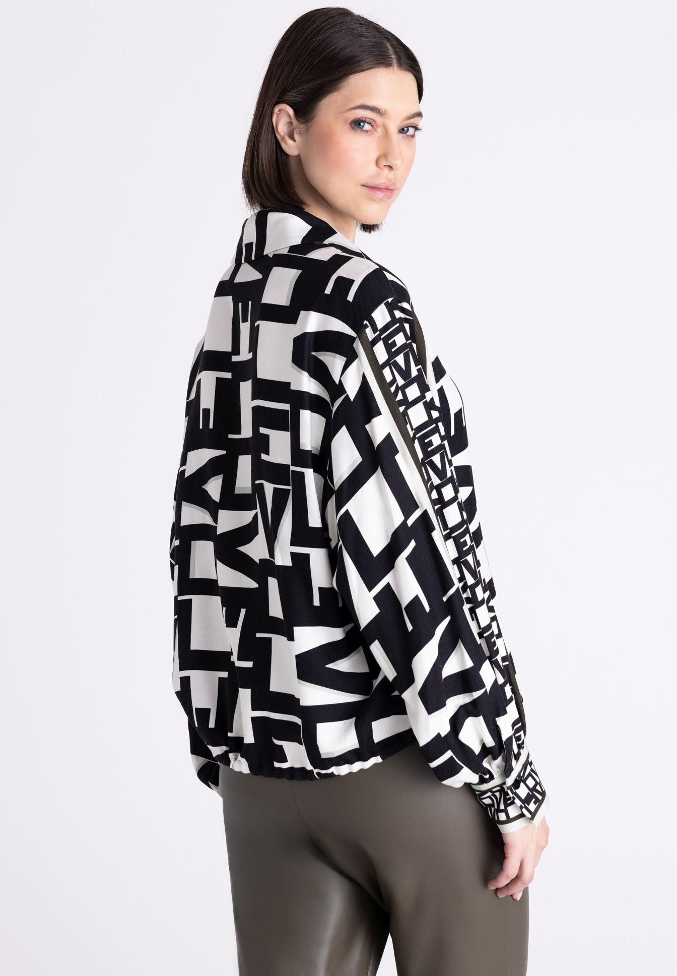 Geometrisches Muster, Schwarz-Weiß, Oversize-Jacke, Bomber-Stil, Langarm, Bluse, Oversize, Schwarz-weiß, Geometrisch, Bomber-Style, Reißverschluss, Geometrischer Druck, Blouson, Schwarz-Weiß, Oversized, Bluse, Geomuster, Langarm, Schwarzweiß, Oversized