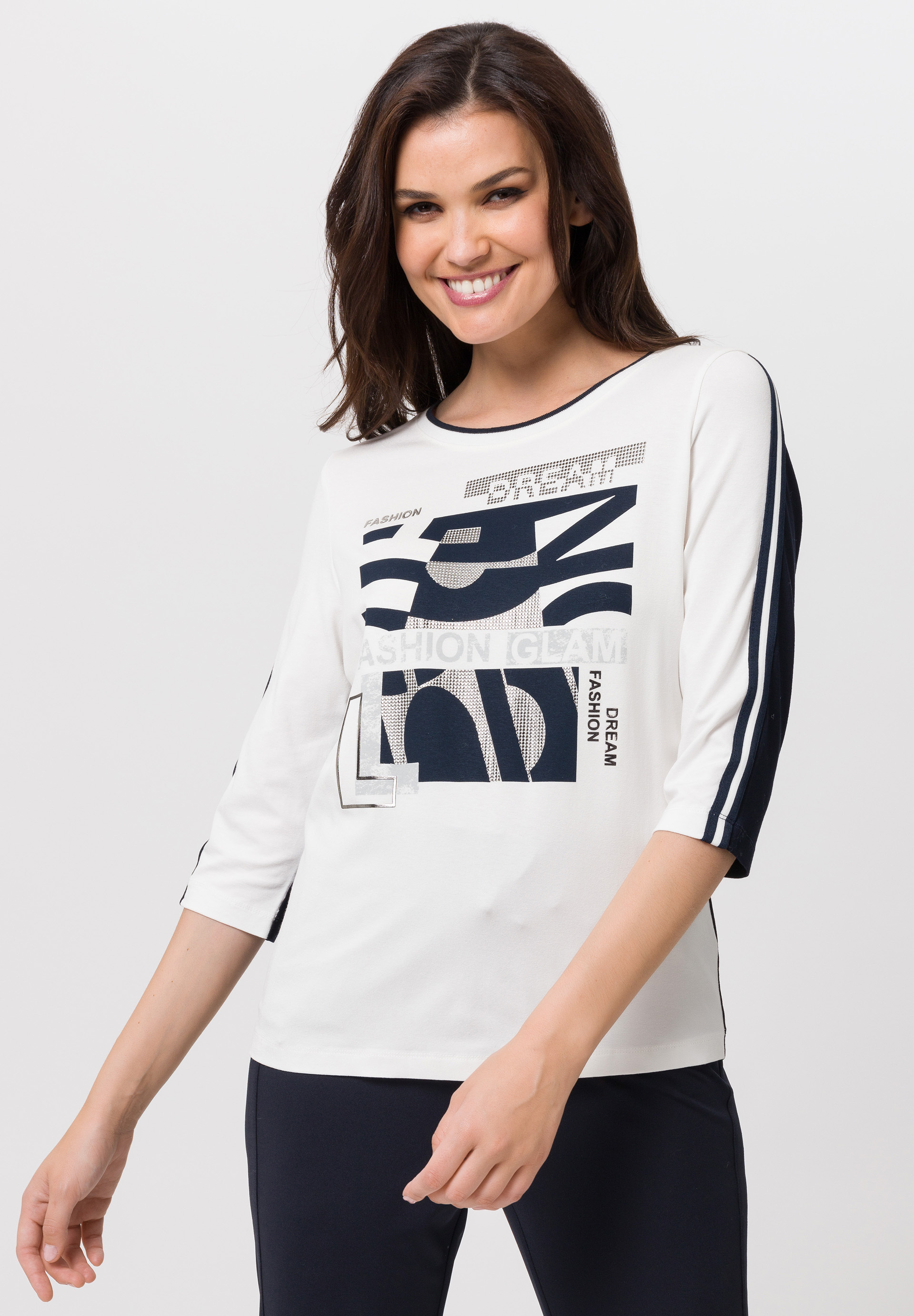 Shirt mit Frontprint und Steinchen - Produktbild 1