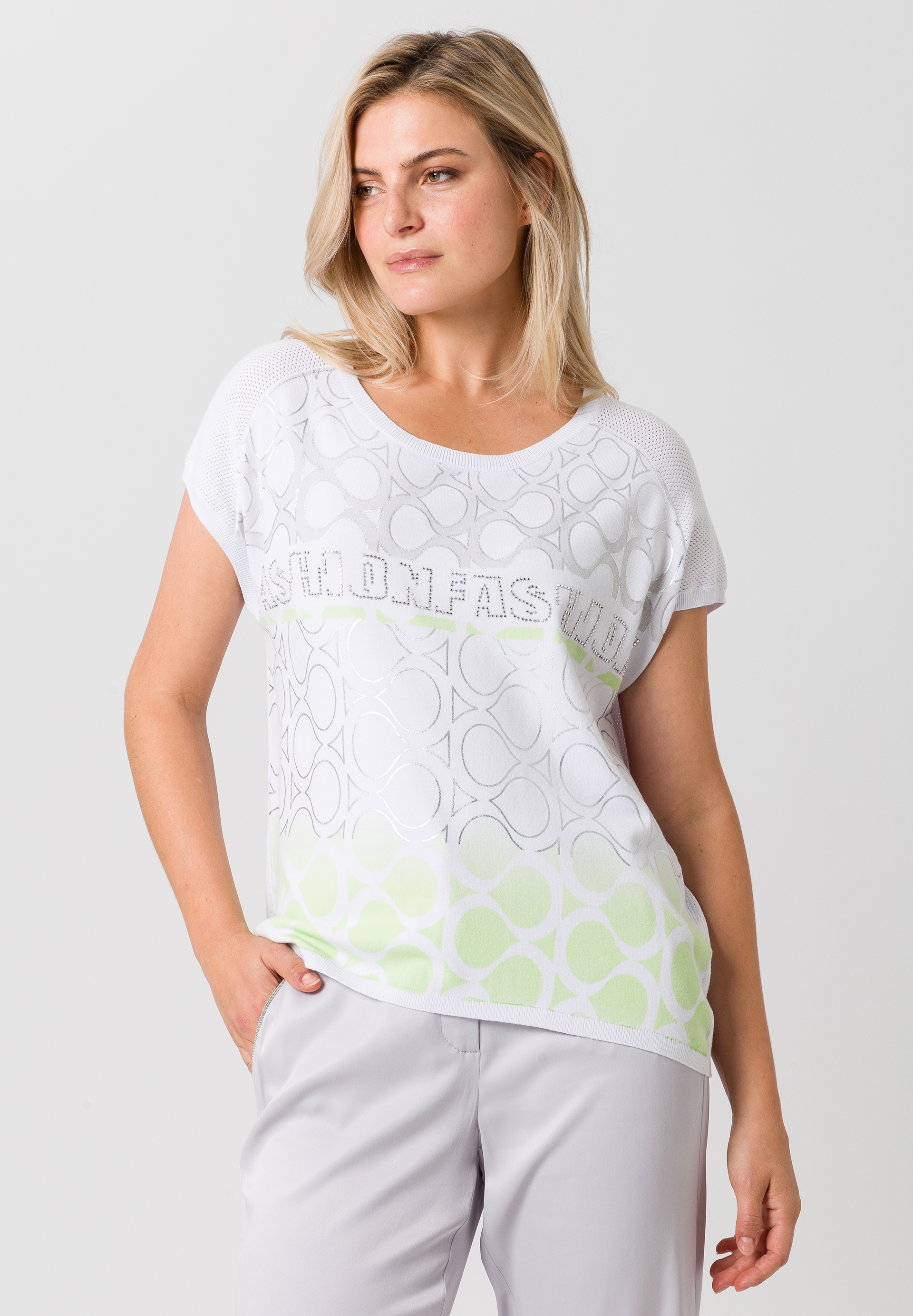 Strickshirt mit glitzerndem Print - Bild 1