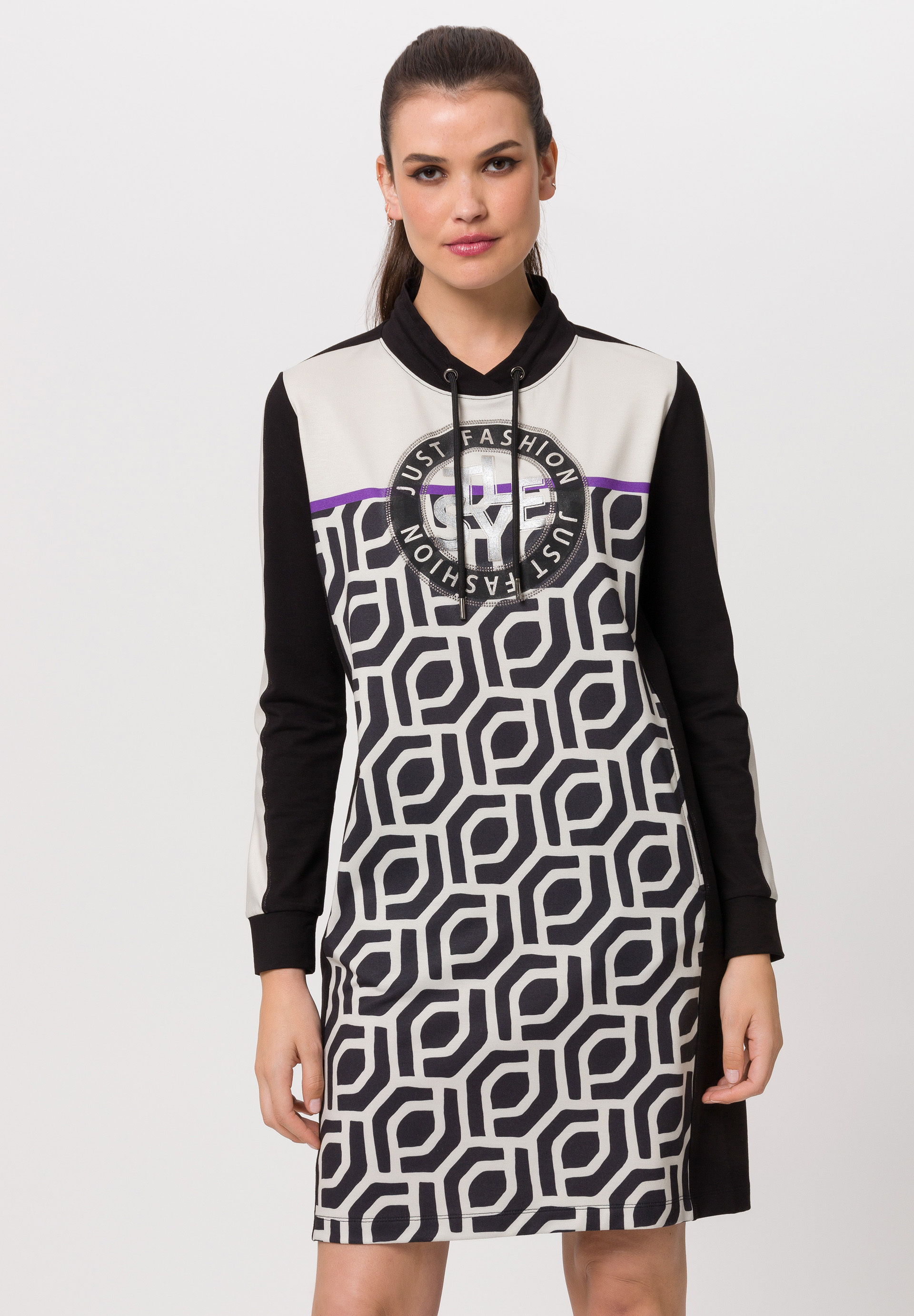 Dress with narrow stand-up collar - Product Image 1
