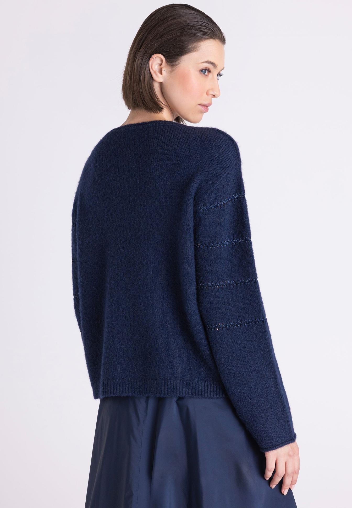 Wollpullover, Oversize, Langarm, Rippenbündchen, Dunkelblau, Pullover, Wolle, Navy, Oversize, Rippenstrick, Pullover, Navy, Wollpullover, Rippstruktur, ungefüttert