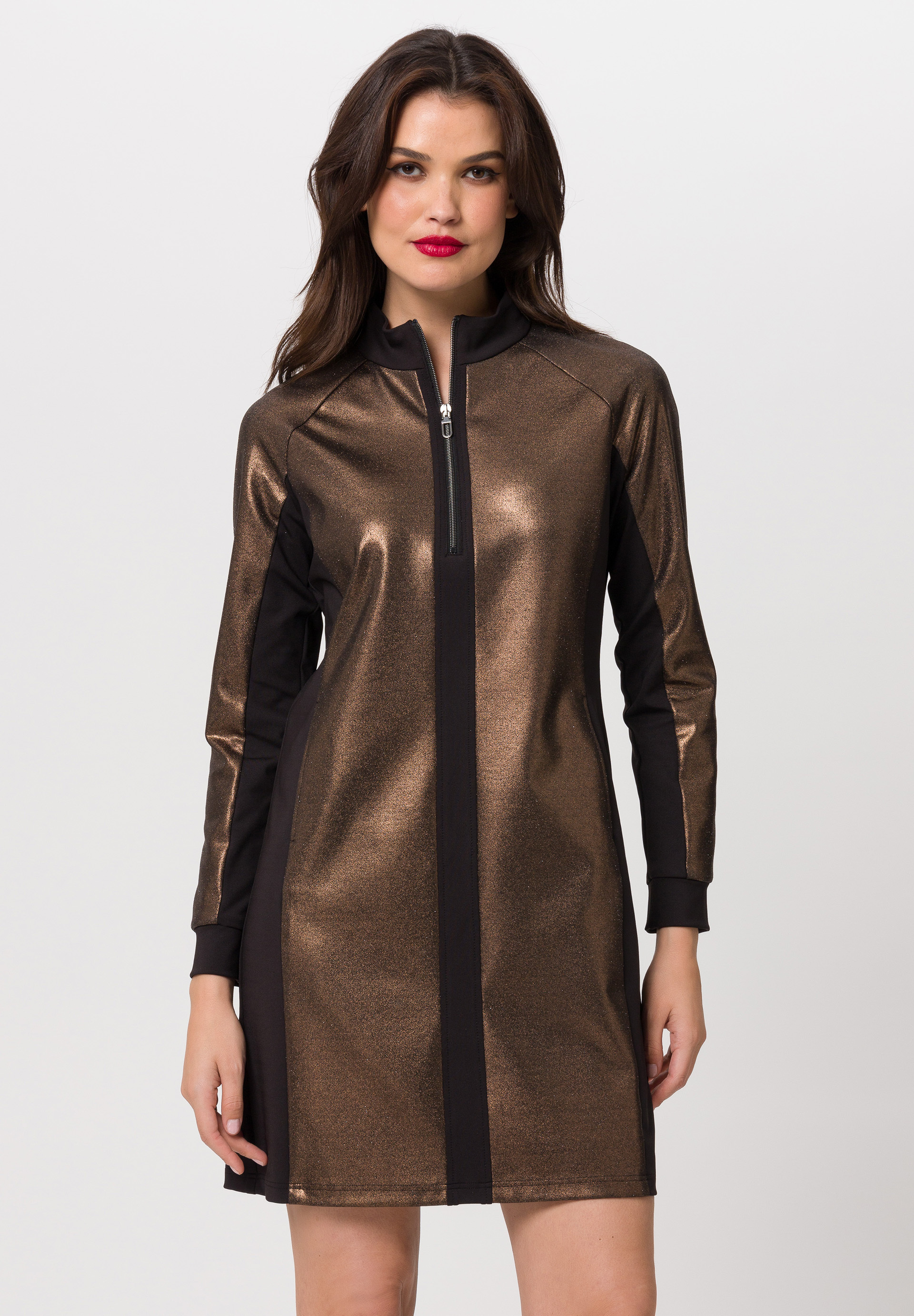 Kleid im Metallic-Look mit Zipper - Produktbild 1