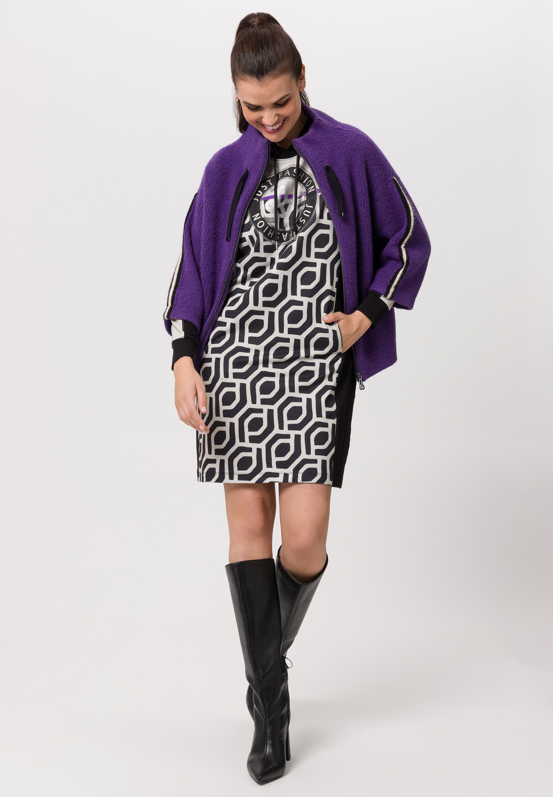 Dress with narrow stand-up collar - Product Image 2
