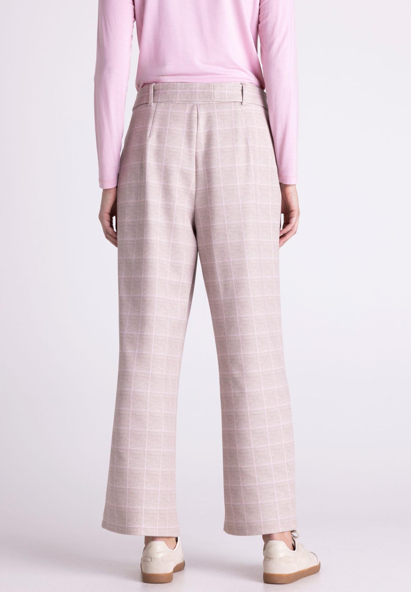 hose, beige, checkered, hohe taille, breite beine, Hose, Beige, Gittermuster, Hochbund, Weite, Hose, Hose mit Muster, Beige, Gleichmäßiges Karomuster, Weite Beinweite