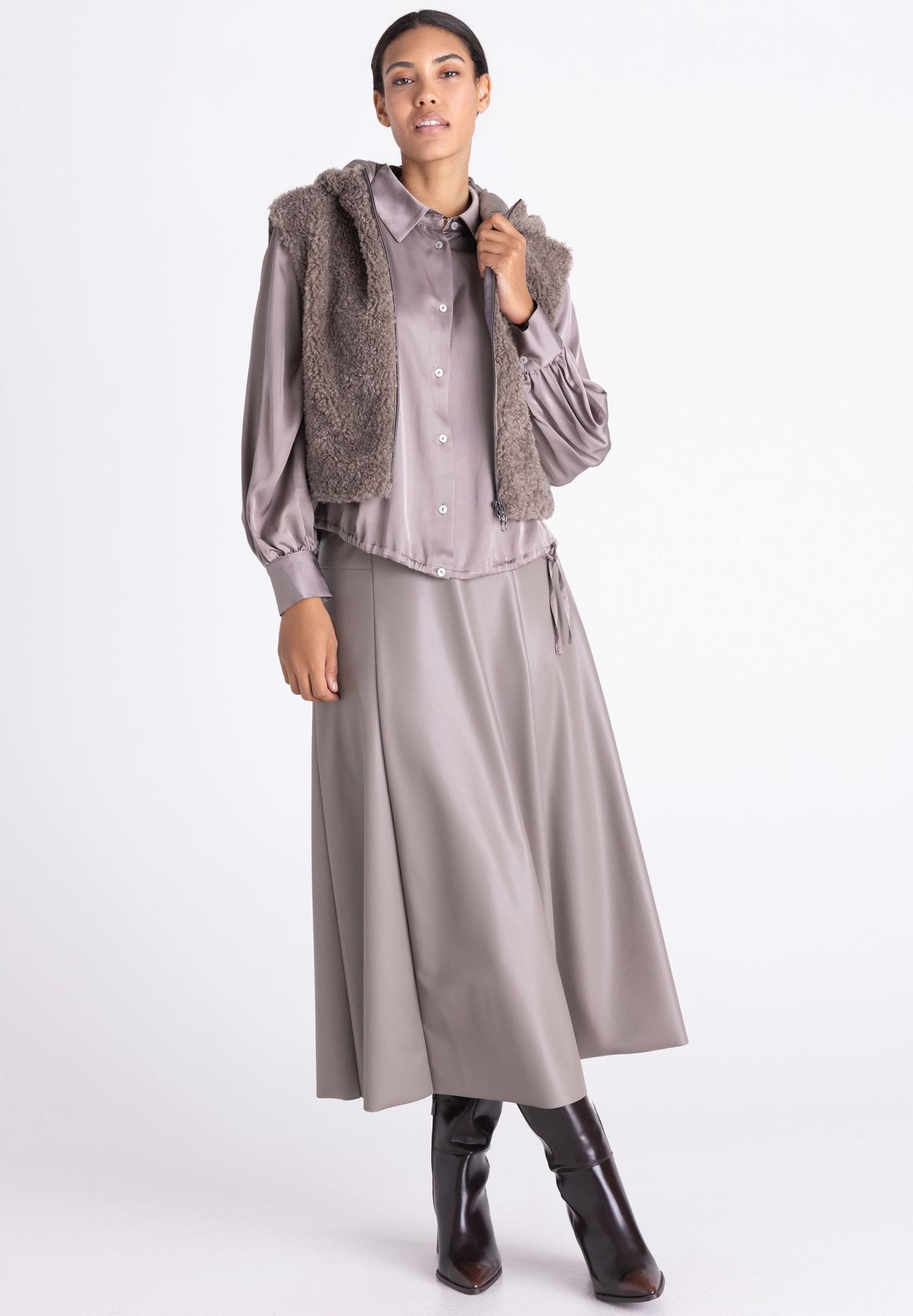 Tweed-vest, Lange Rock, Ubergangsmantel, Samtbluse, Knopfleiste, Wolljacke, Weste, Fellweste, Samtbluse, Maxirock