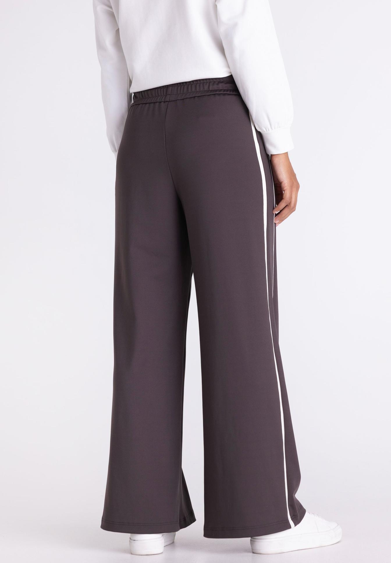 Hose, Jogginghose, Streifen, Grau, Weite, Hose, Jogginghose, Weißer Streifen, Breiter Schnitt, Elastischer Bund, Hose, Jogginghose, Schwarz, weiße Seitenstreifen, weite Passform, hose, pants, weite hose, sporthosen, seitliche streifen