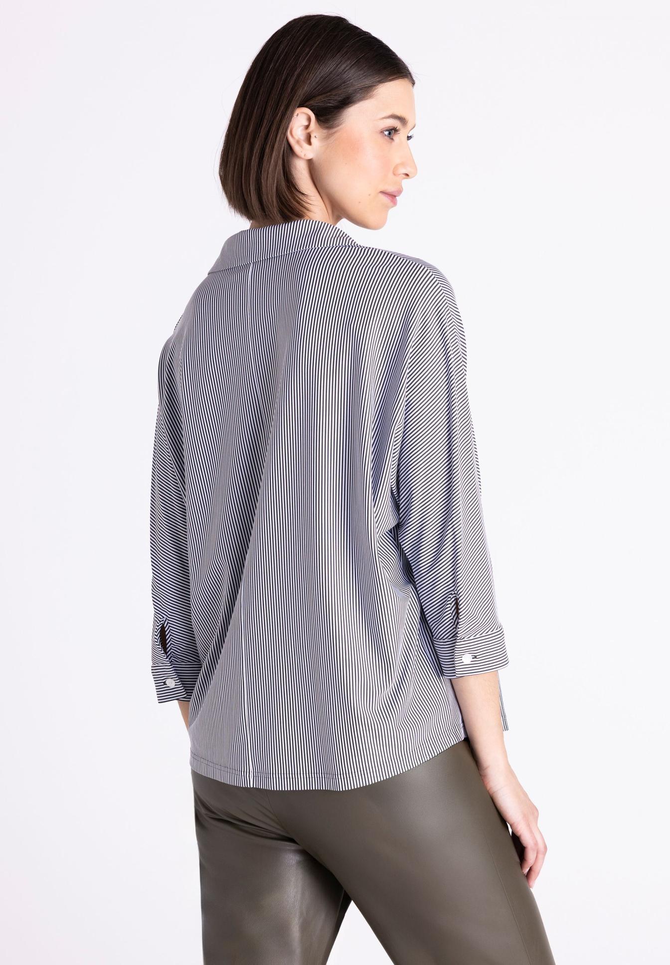 bluse, streifen, langarm, oversized, knopfmanschetten, Streifenbluse, Oversized, Langarm, Kragen, Herren/Frauen-Business, Bluse, Streifen, Oversize, Langarm, Kragen