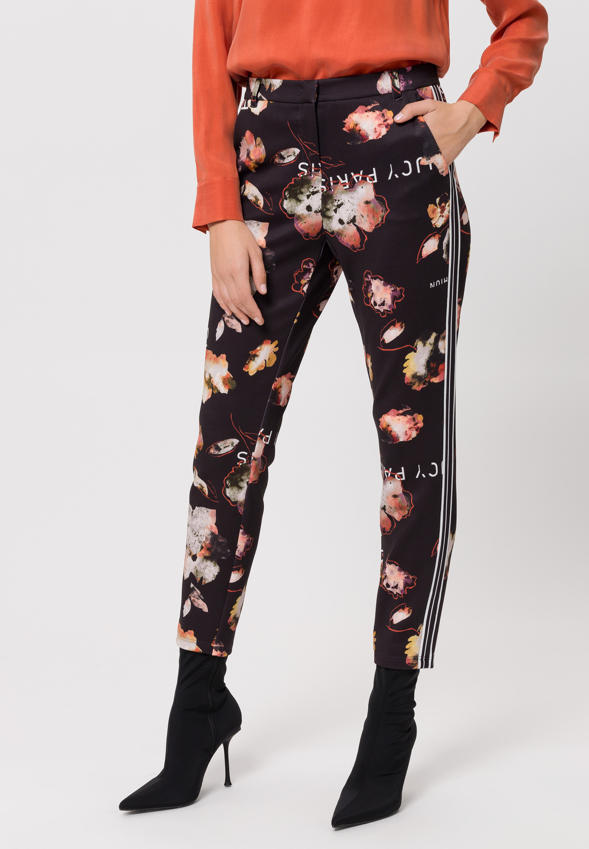 Trousers with side stripes