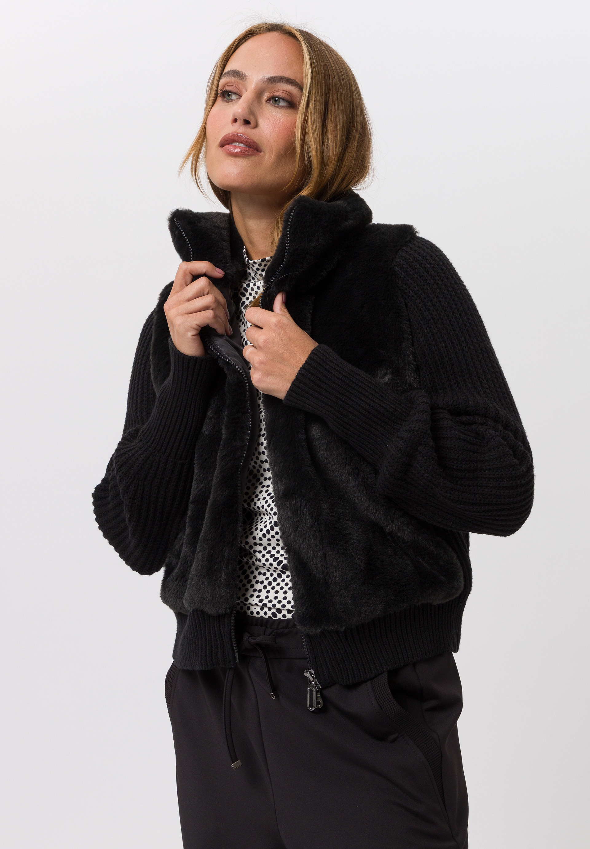 Strickpullover mit Fleece-Vorderseite - Produktbild 1