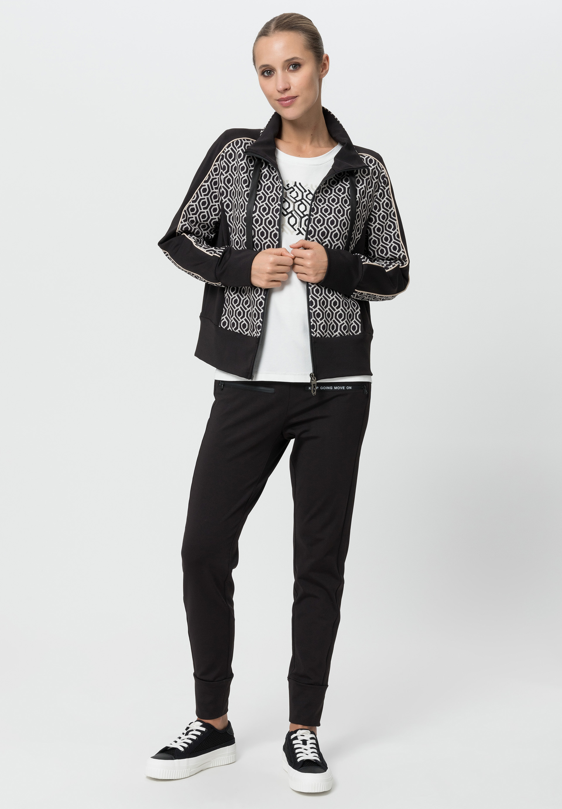 Jacket with all-over print and plain parts - Product Image 2