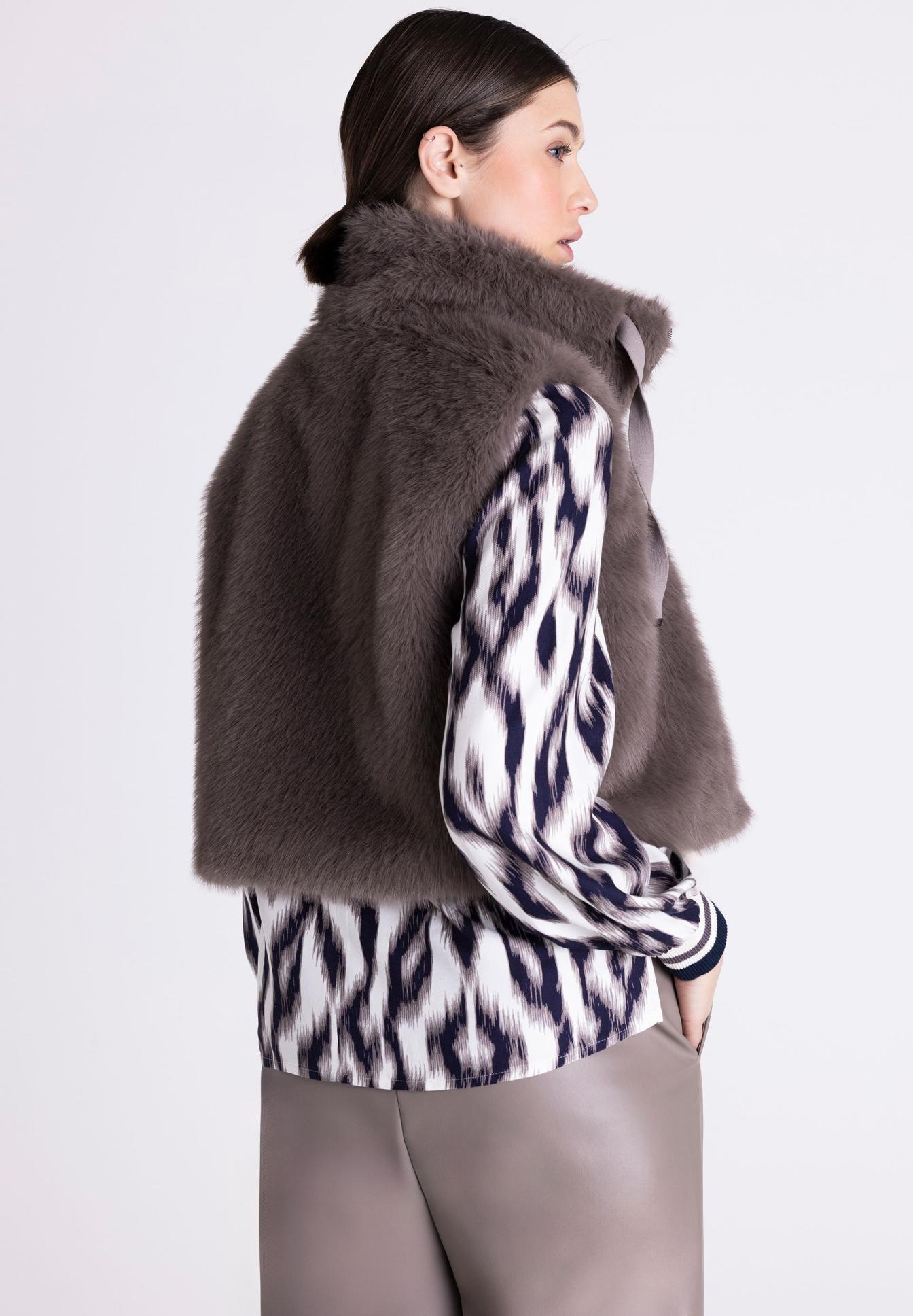 haariges mantel, faux fur, oversized mantel, lange ärmel, tiermuster, Faux fur, Gilet, Mantel, Faux fur vest, Kunstfell, Weste, Graue Felloptik, Oversized cut
