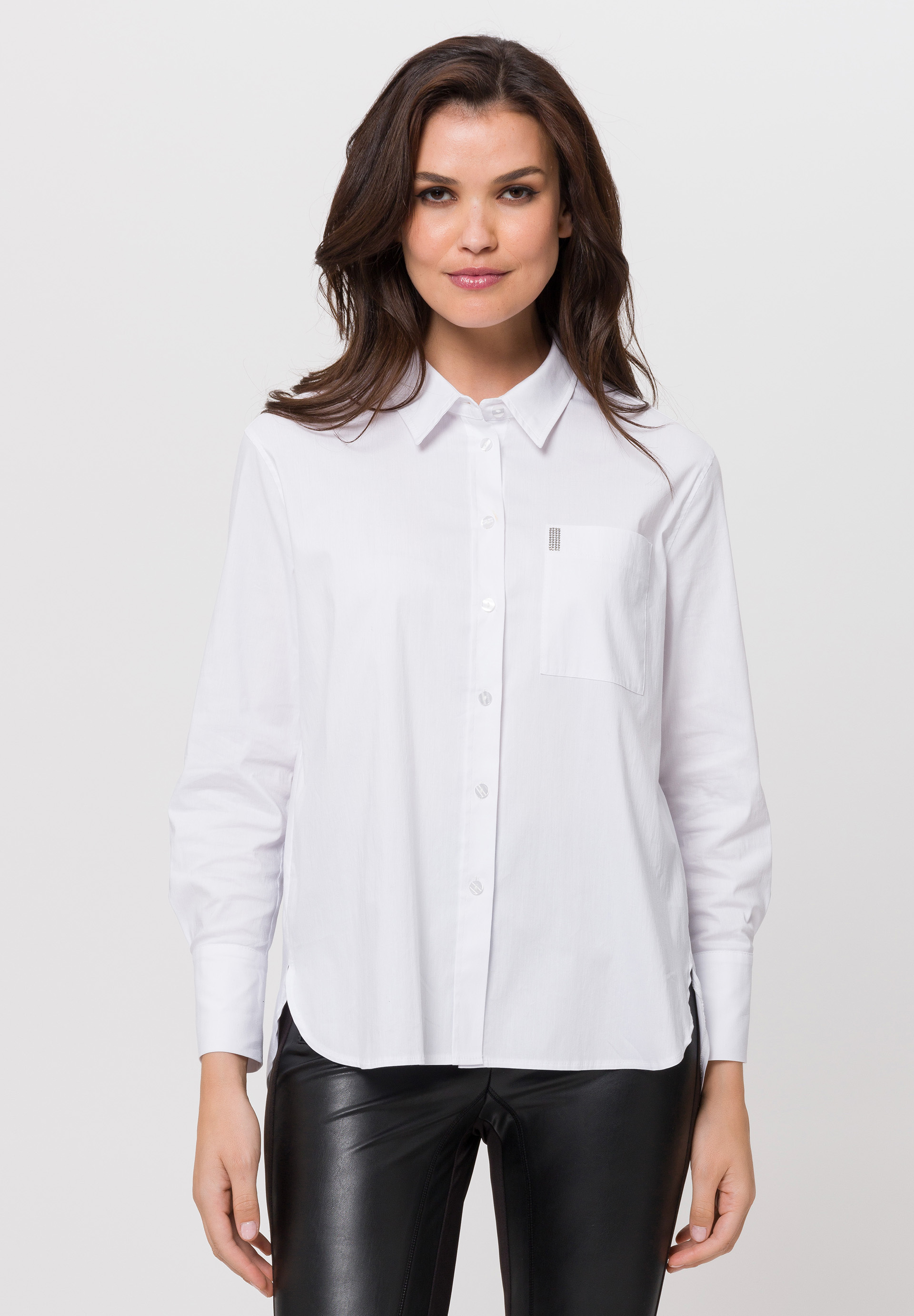 Blouse with pleat group and glitter rivets - Product Image 1