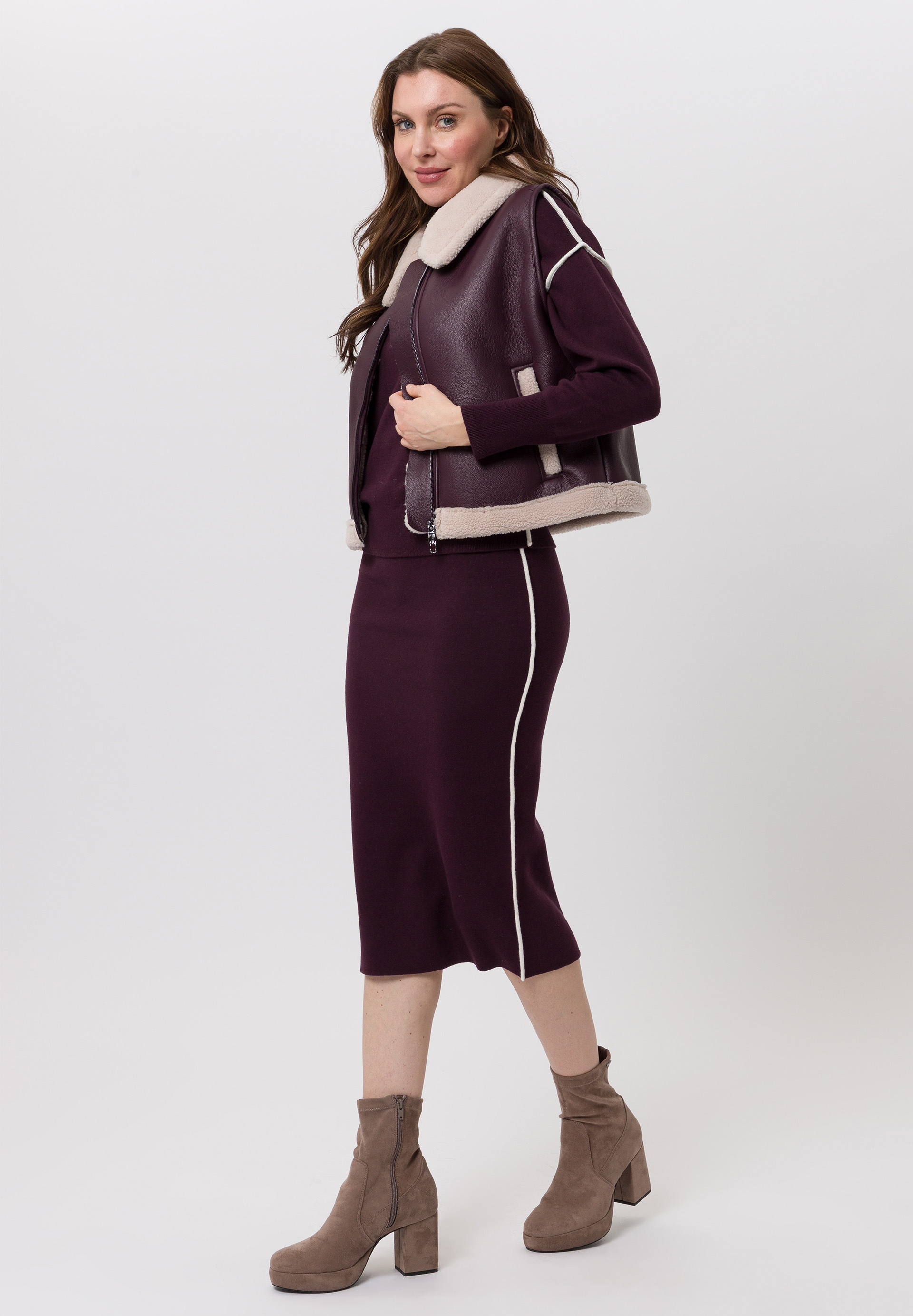 Langarm, Mantel, Jacke, Kleid, Person