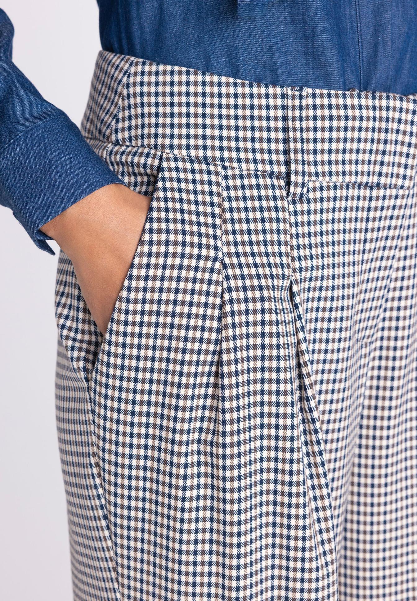 Gingham, Checkered, Hose, Hose mit Taschen, Tapper, Gingham, Karo-Muster, Hose, Tasche-Pocket, Stoffhose, Gingham, Checkered, Hose, Tasche, Blau