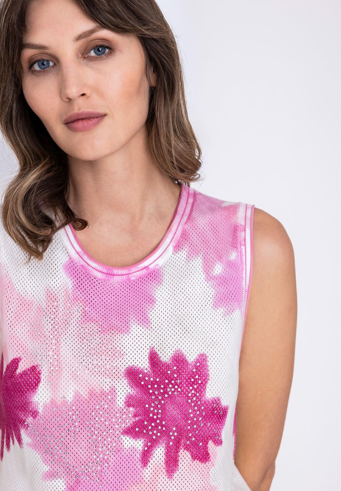 Mesh, Tanktop, Rosa, Punkte, Blumen Muster, Tanktop, Mesh, Tie-dye, Pink, Pattern, Tanktop, Mesh, Pink pattern, Sleeveless, Casual top