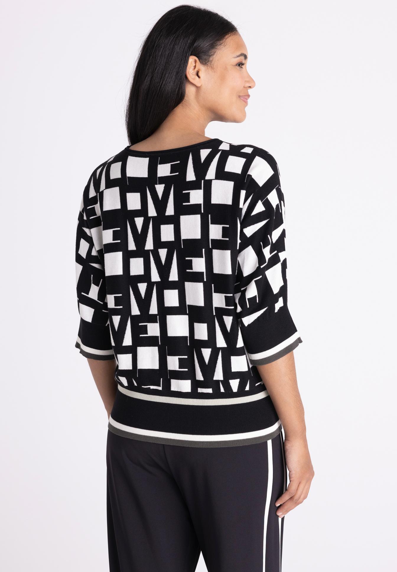 Karo-Muster, Schwarz-Weiß, Cardigan, Kurzarm, Oversized, gemustertes sweater, schwarz-weiß, geometrisches Muster, Rundhalsausschnitt, 3/4-Ärmel, Kunstleder?, Geometrischer Print, Schwarz-Weiß Muster, Kastenmuster, Sweater, Error, Kunstleder?, Irgendwas?