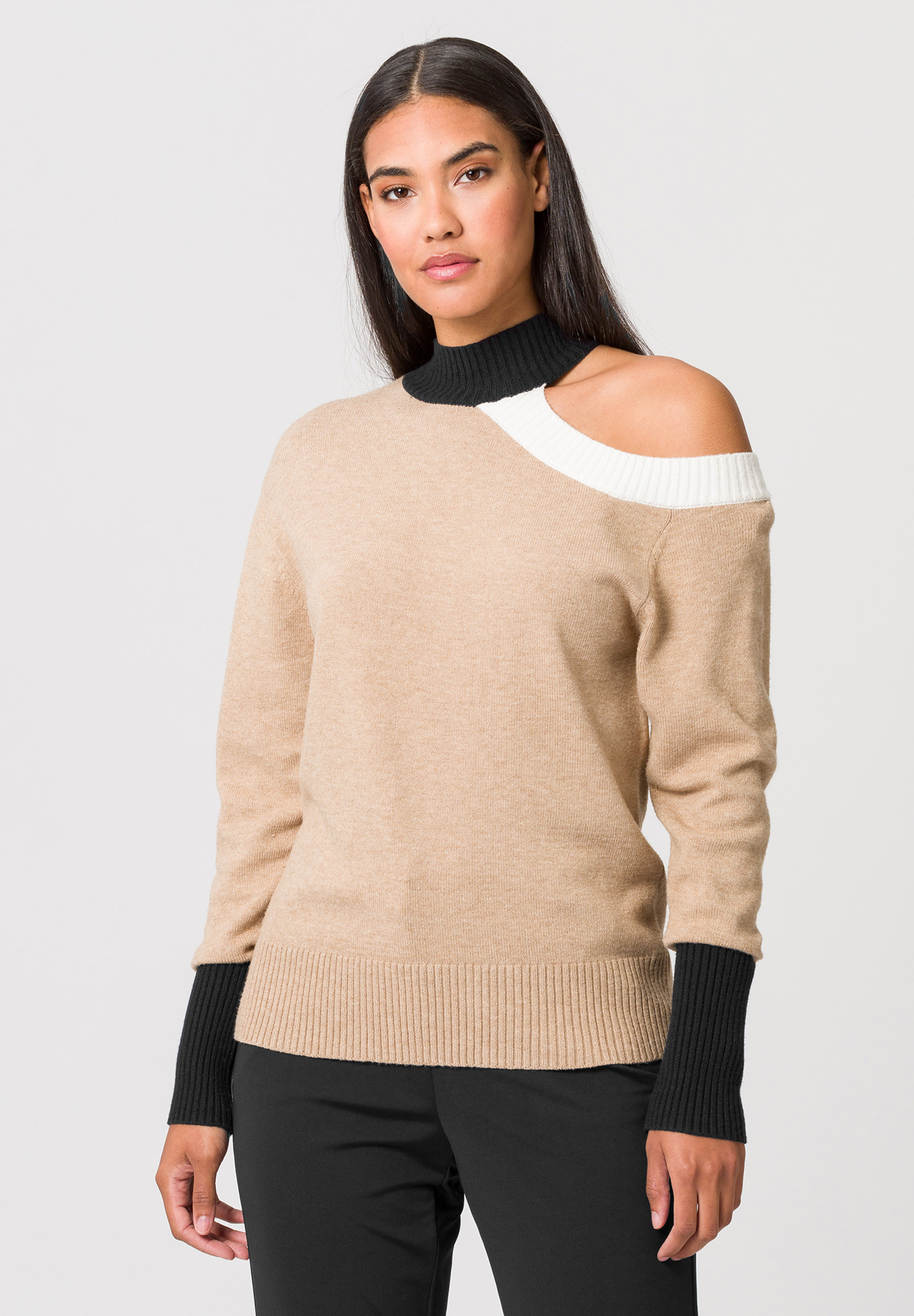 Knitted jumper with one-shoulder cut-out - Product Image 1