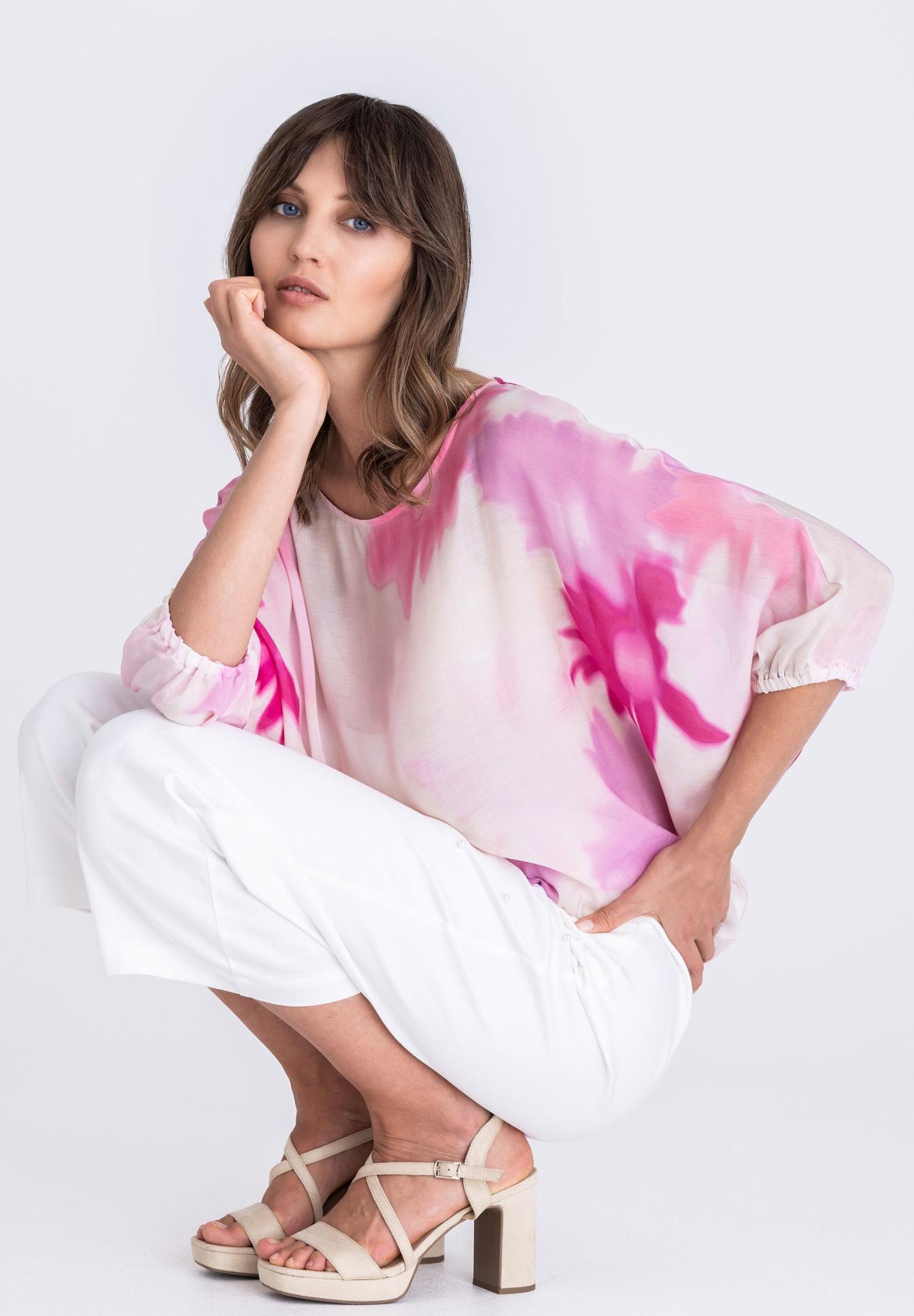 Bluse, Sandale, Erwachsener, Person, Frau, Bluse, Sandale, Erwachsener, Person, Frau, Bluse, Sandale, Erwachsener, Person, Frau, Bluse, Sandale, Erwachsener, Person, Frau, Bluse, Sandale, Erwachsener, Person, Frau, Bluse, Tie-dye, Pink, Weiß, 3/4-Ärmel