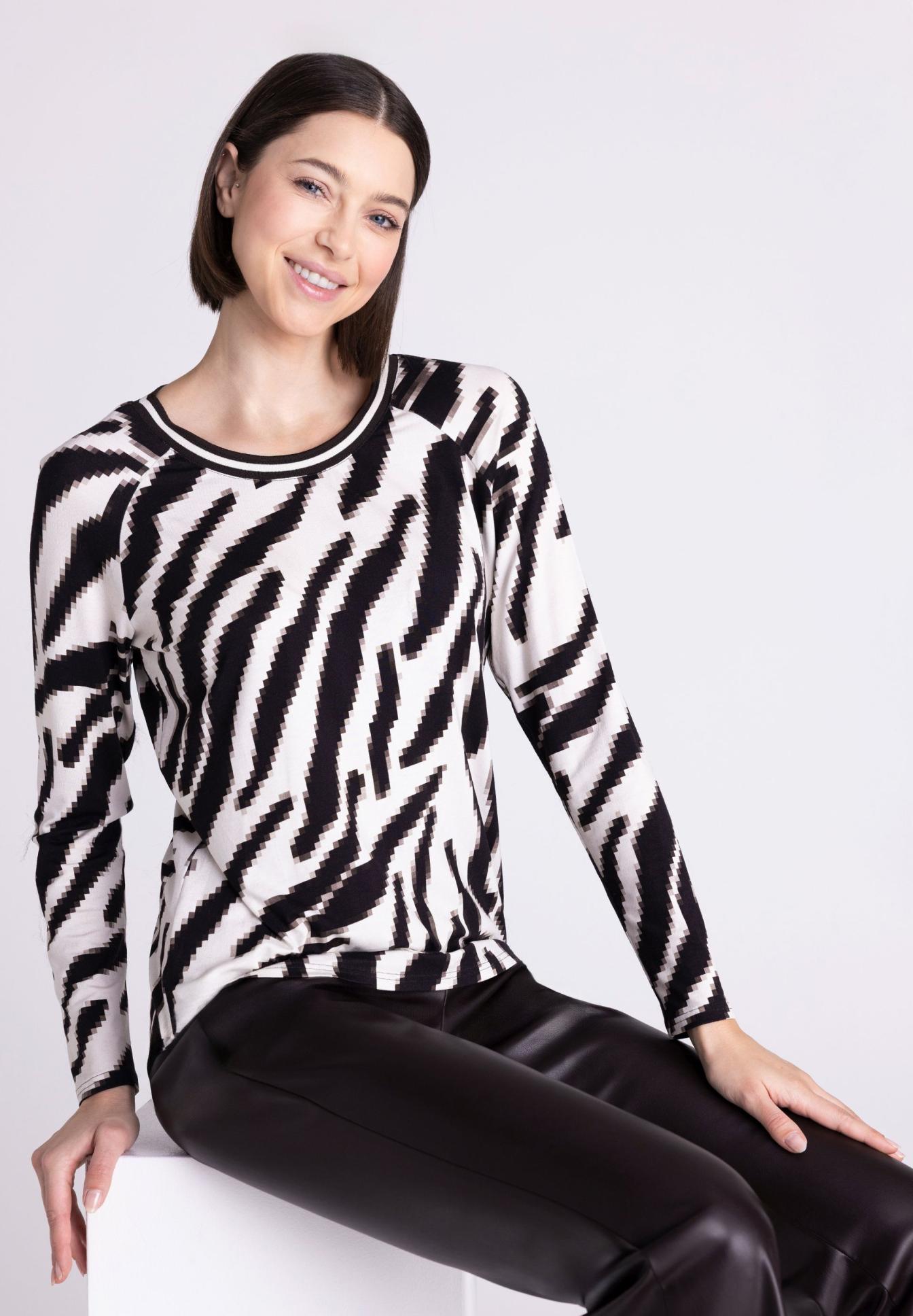 Pullover, Zebra Muster, Schwarz Weiß, Rundhals, Langarm, Pullover, Longsleeve, Schwarz-Weiß, Zebr Muster, Rundhals, Pullover, Langarm, Zebra Muster, Schwarz Weiß, Top, Pullover, Sweatshirt,  Zebra Muster, Langarm, Kleidung