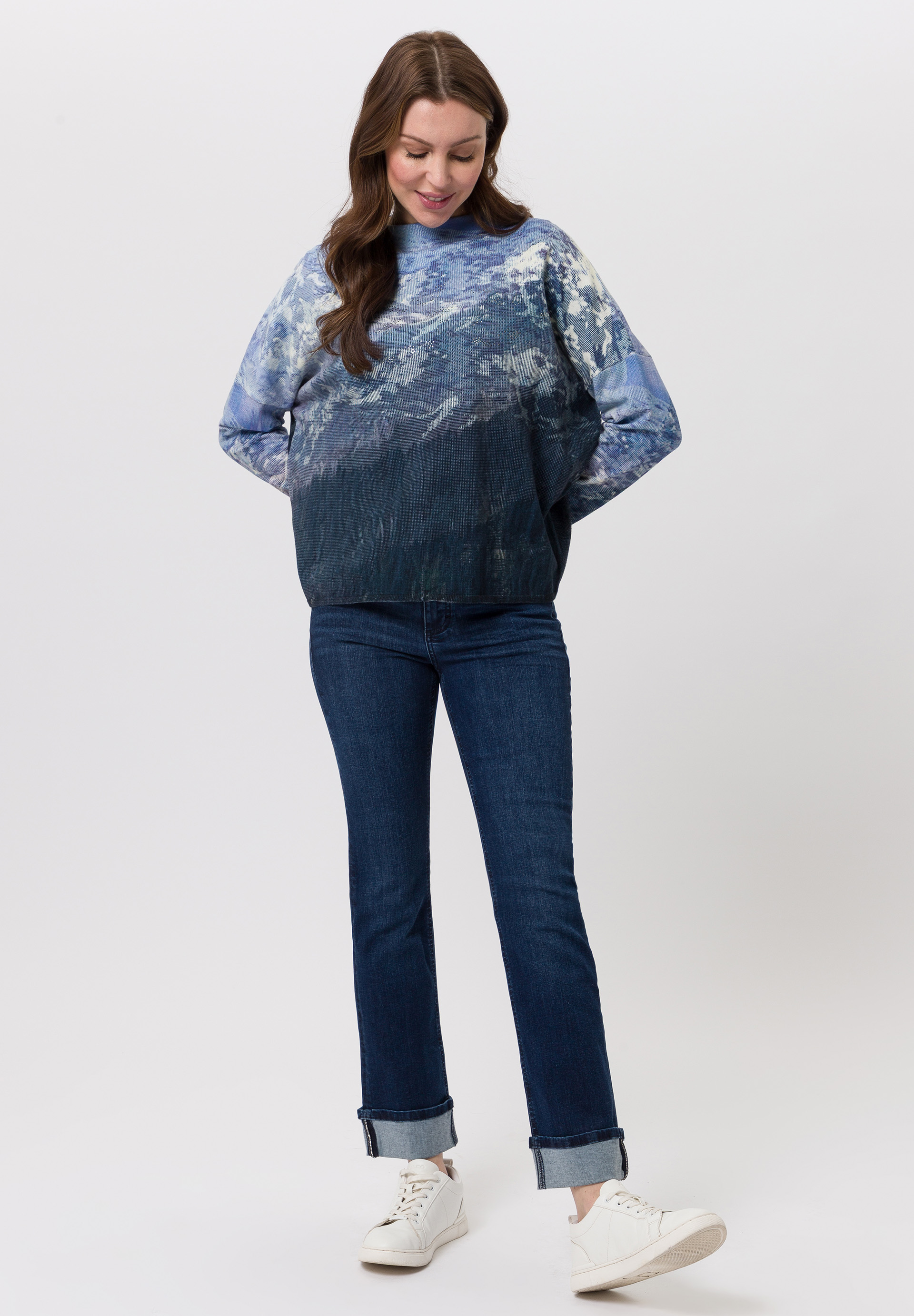 Hosen, Jeans, Bluse, Langarm, Person