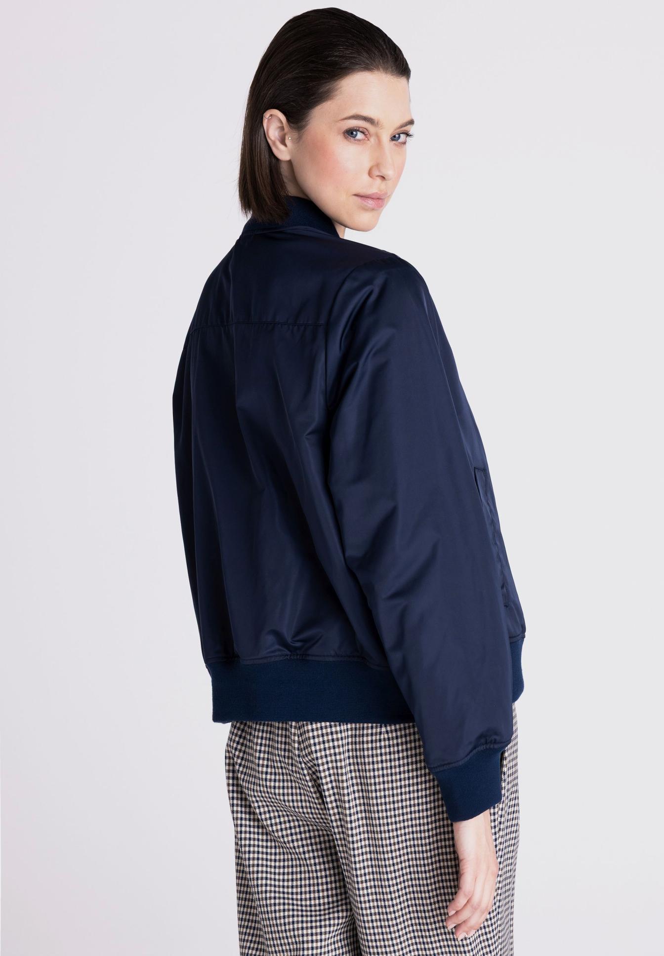 Blouson, Jacket, Navy, Bomber, Unifarben, blouson, dunkelblau, jacke, glatte oberfläche, bommelbund, Bomberjacke, Navy, Reverskragen, Rippbündchen, Waschbar
