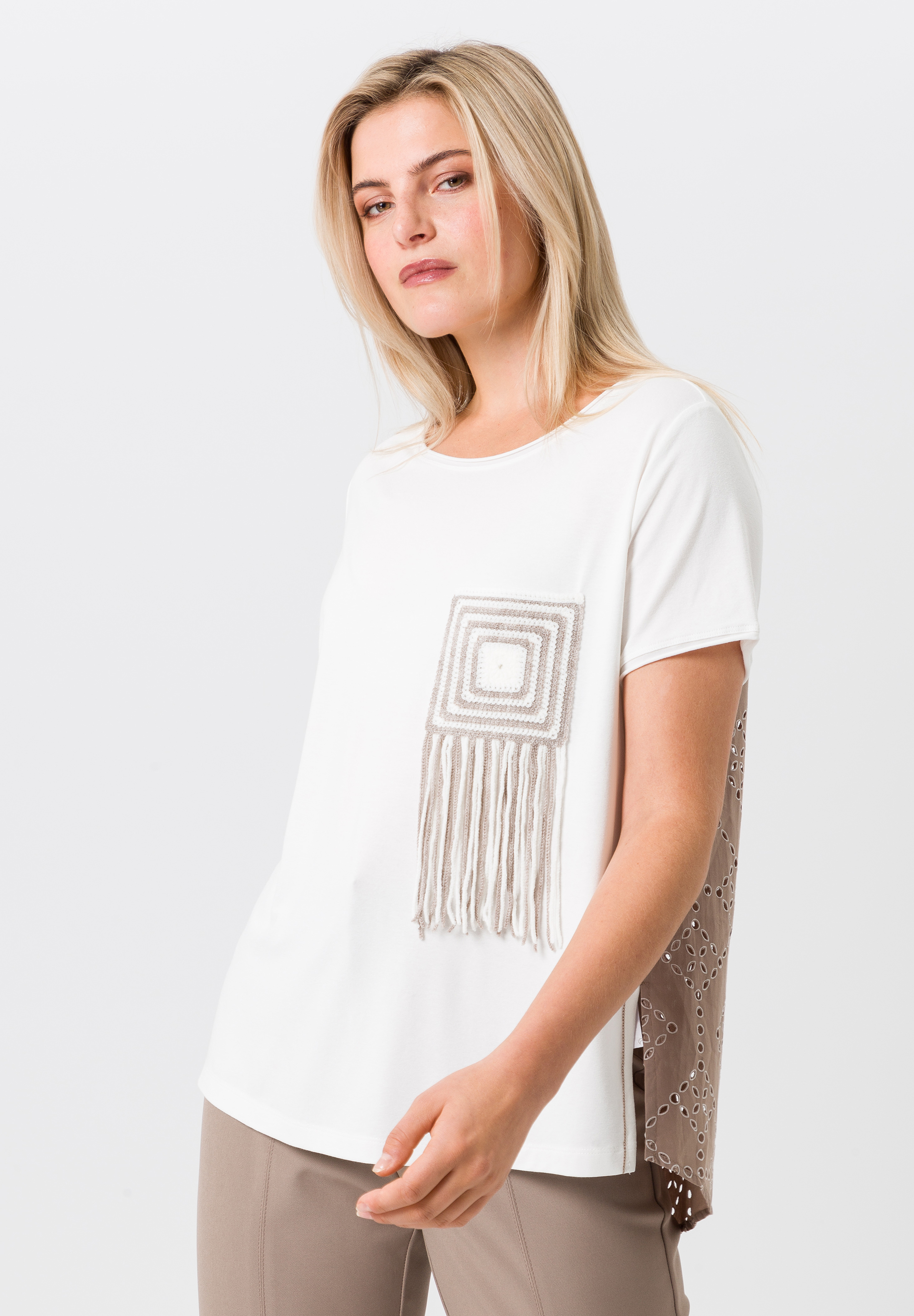 Kurzarmshirt mit Fransen-Detail - Produktbild 1