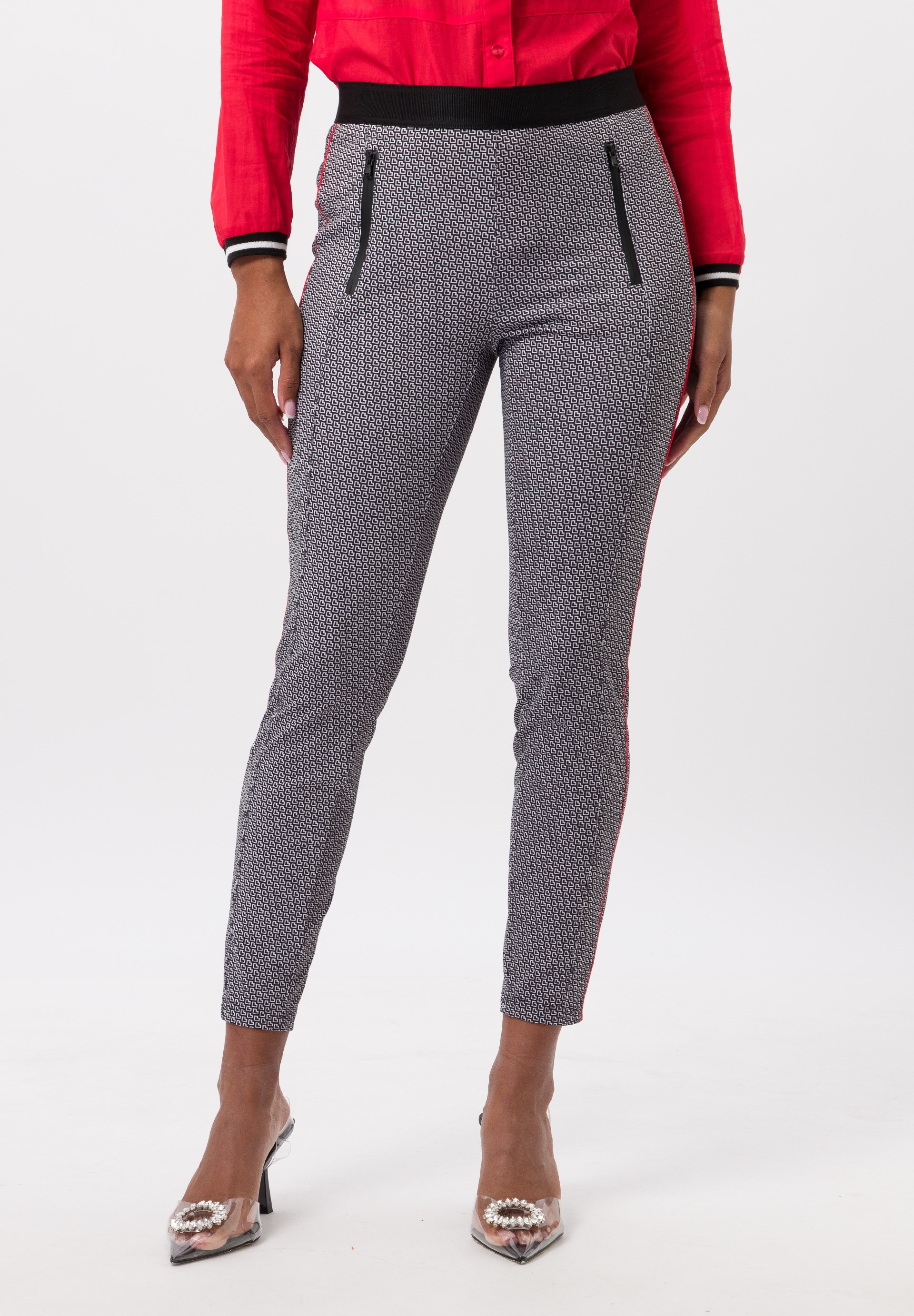 Trousers with offset elasticated waistband Trousers with offset elasticated waistband - Product Image 1