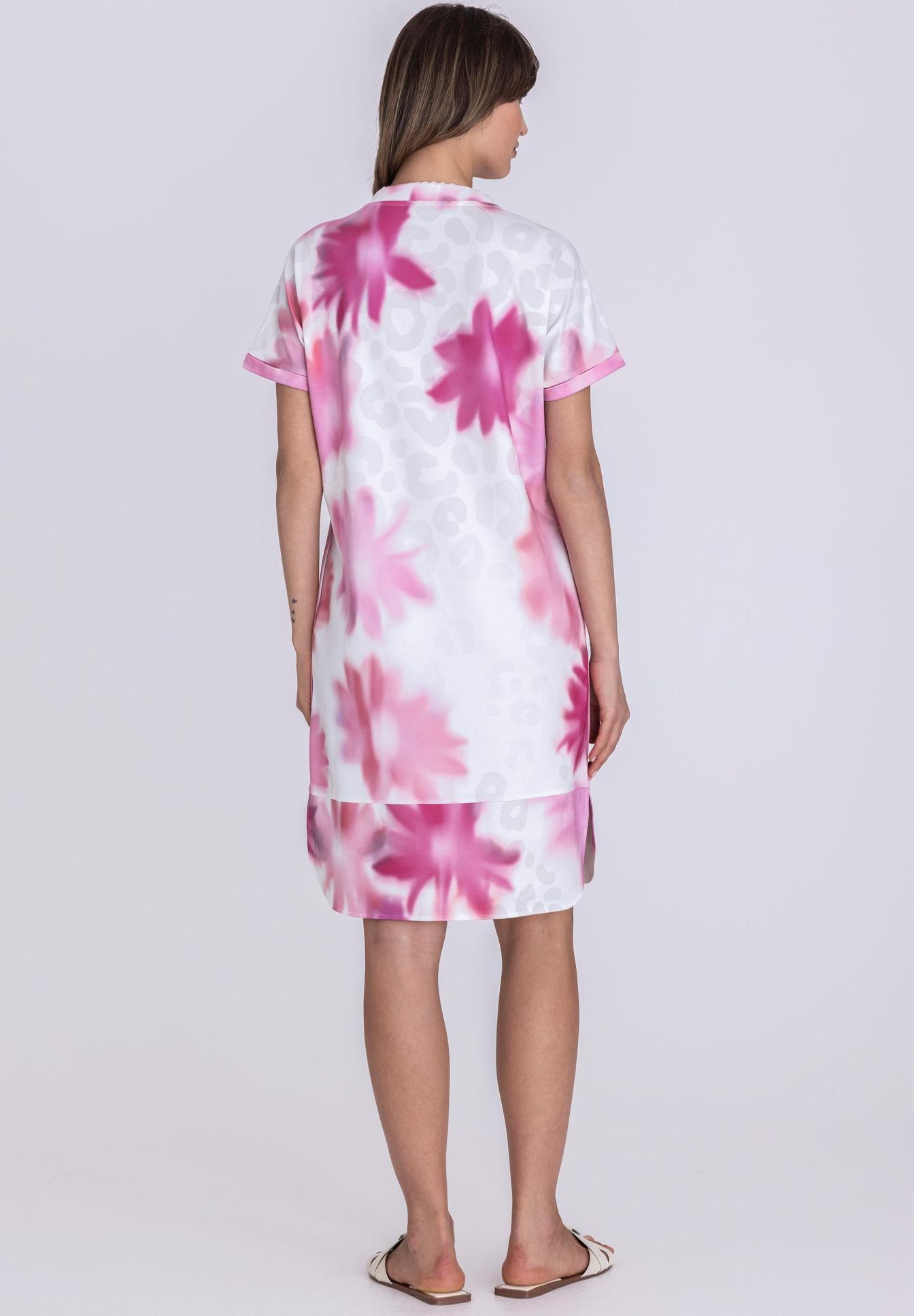 tie-dye, dress, pink, kurzarm, knielang, herzkissen, hautfarben, kleid, tie-dye, t-shirt-kleid, T-Shirt Kleid, Tie-dye, Rosa, Weiß, Kurzärmlig
