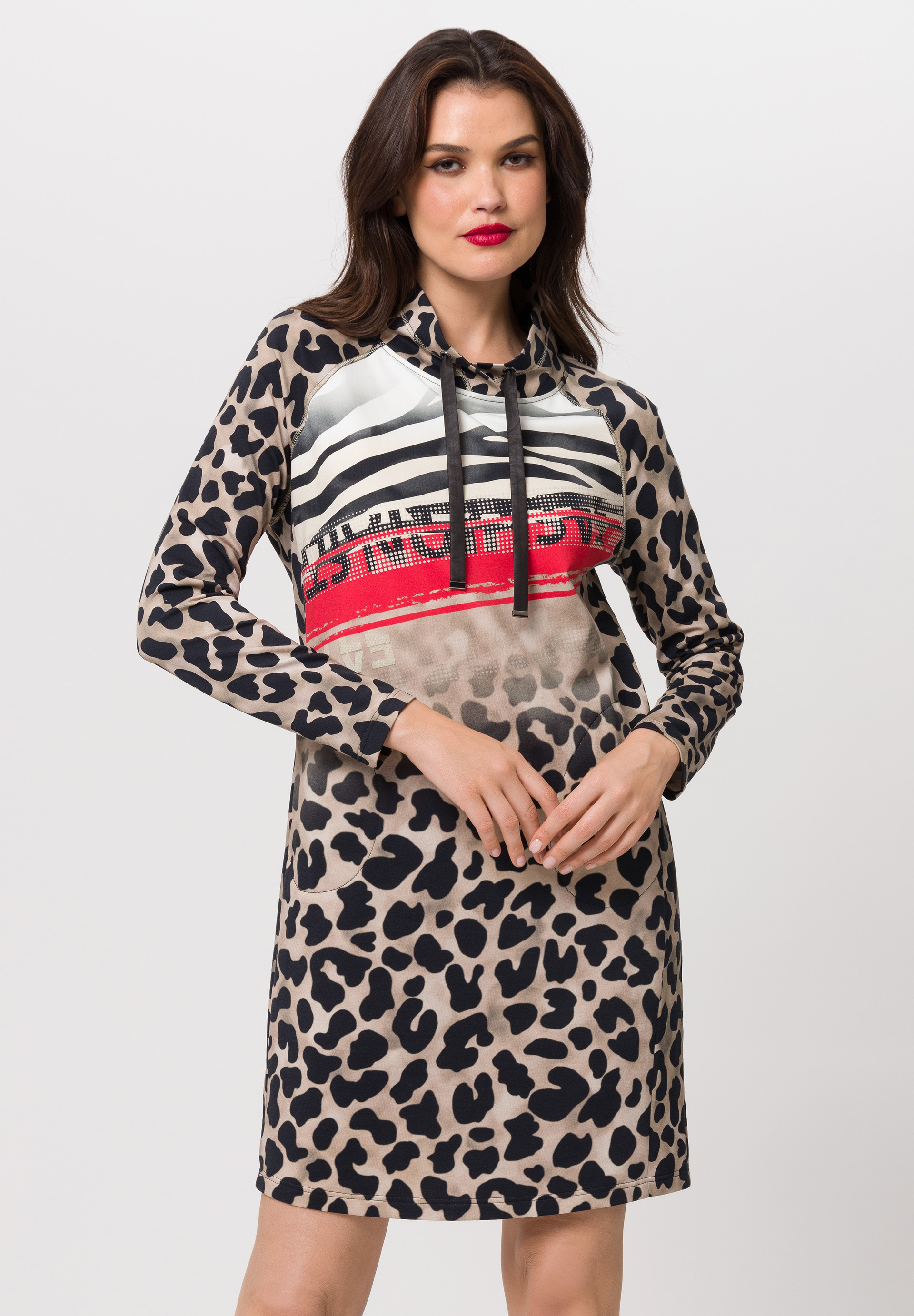 Kleid mit Leopardenmuster und Print - Produktbild 1