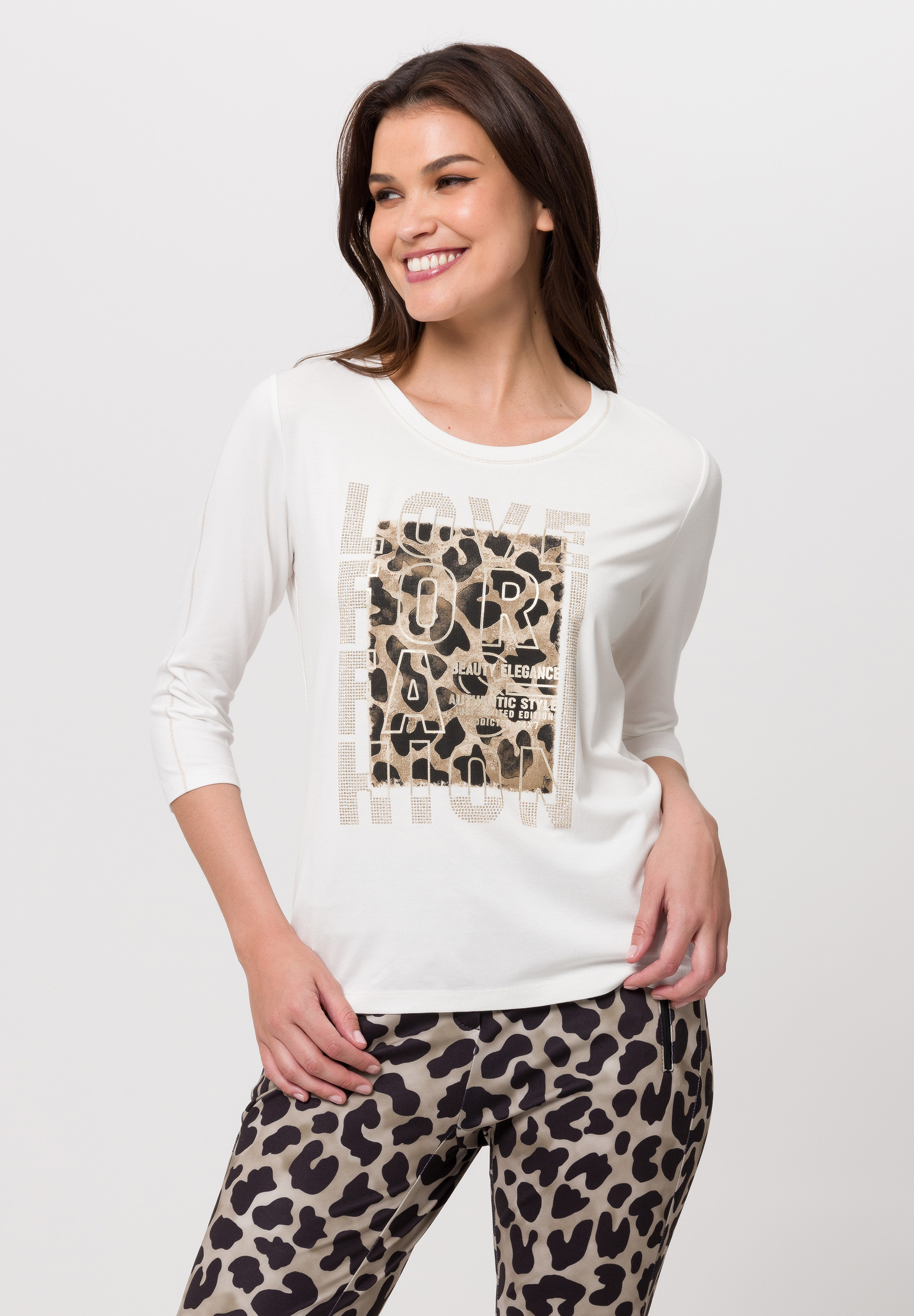 Shirt with front print and stones - Product Image 1