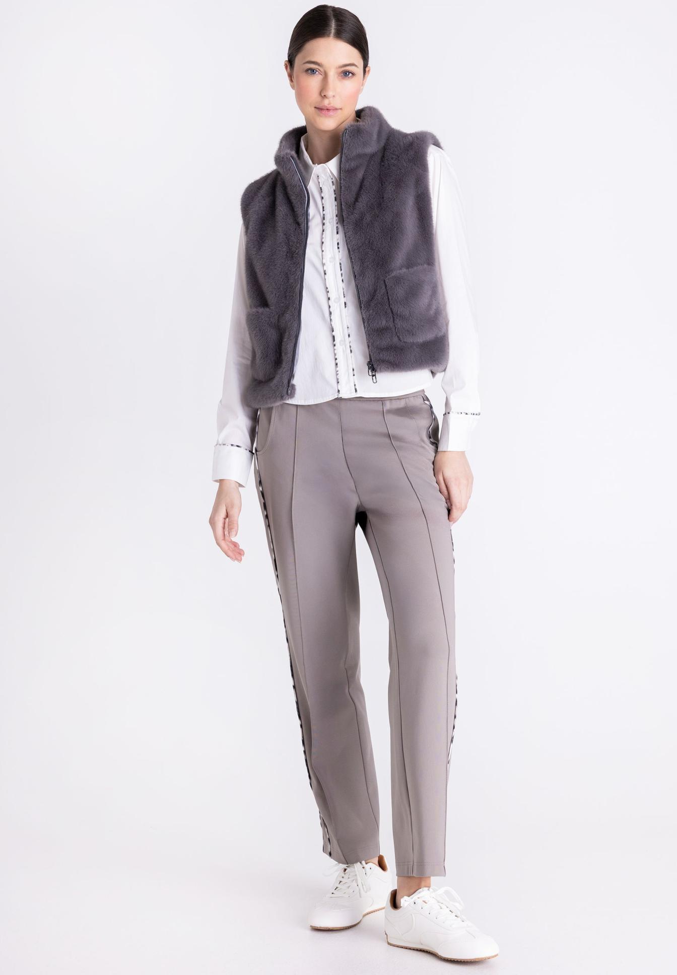 Weste, Faux Fur, Grau, Strukturiert, Layering, Gilet, Fellweste, Grau, Weste, puhdiger Look