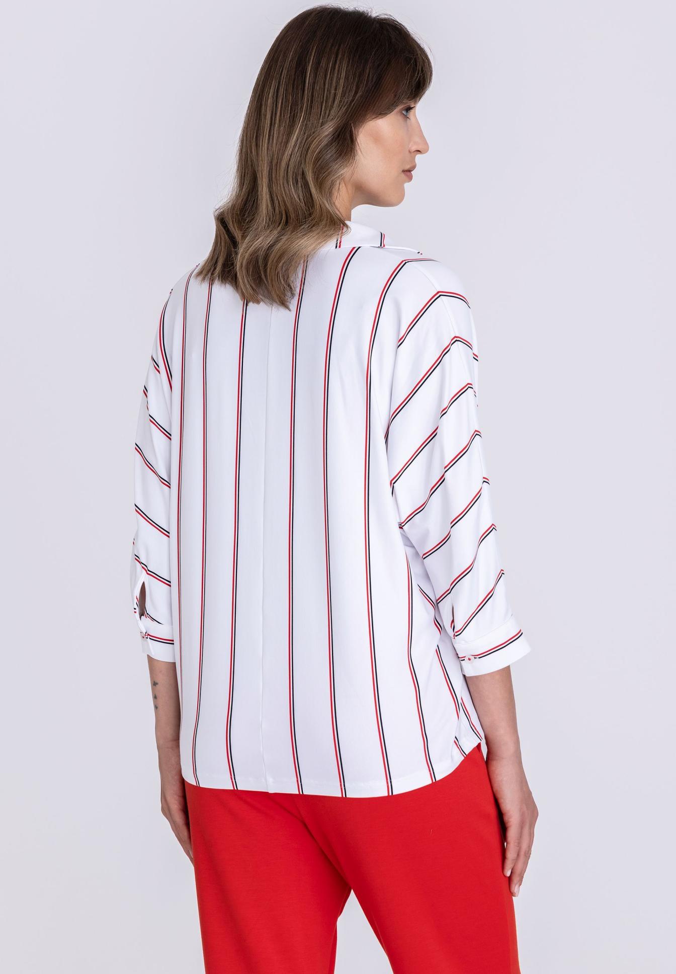 bluse, streifen, weiss, langarm, rot, Bluse, Gestreift, Hemdbluse, Weiß, Rot, Bluse, Gestreift, Weiß, Langarm, Knopfleiste, bluse, streifenmuster, langenarm, weiße bluse, oversized, Bluse, Streifen, Weiße Bluse, Langarm, Knopfleiste