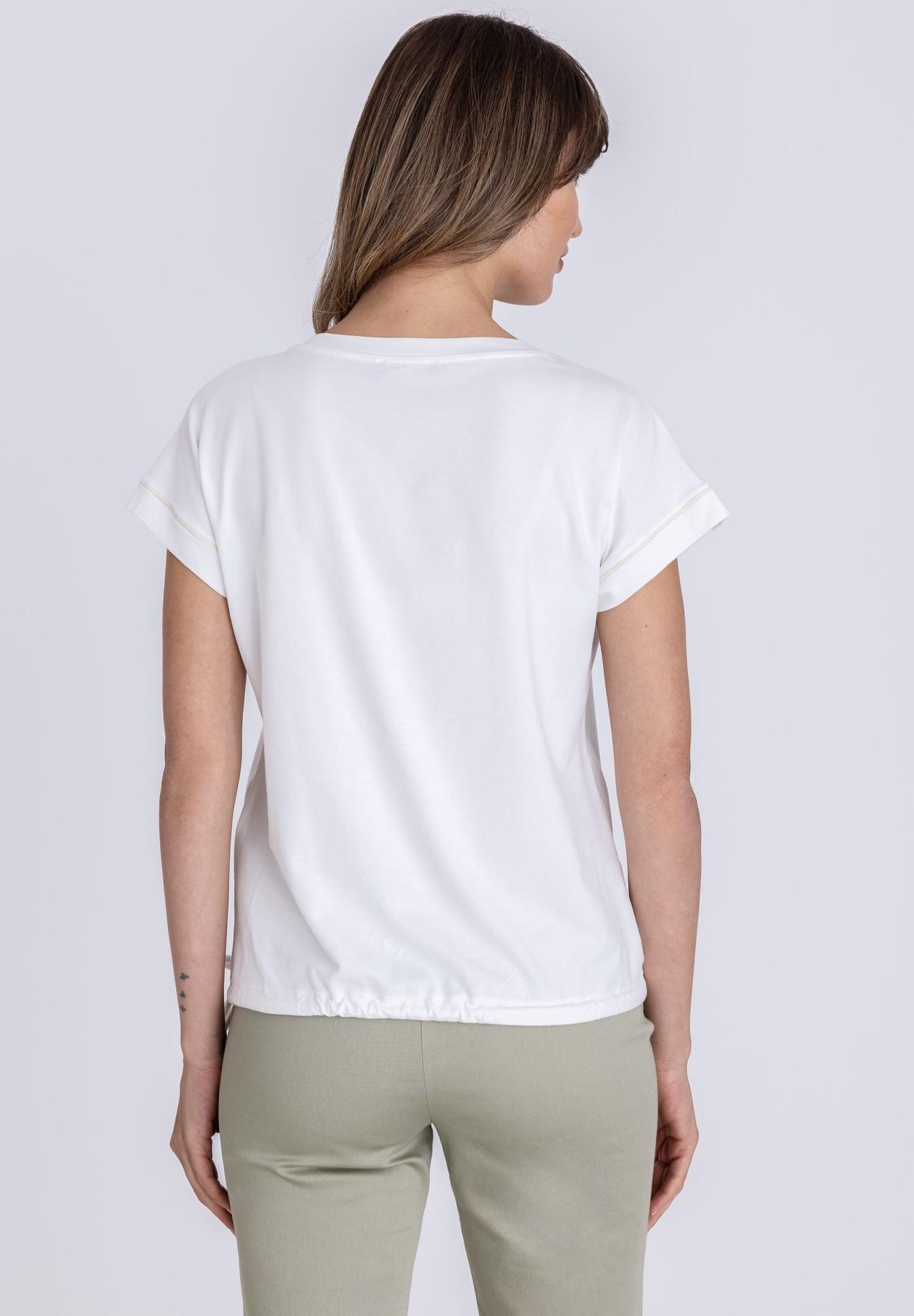 weisses T-Shirt, kurzarmiges T-Shirt, Baumwollshirt, leichtes T-Shirt, rundhalsausschnitt, t-shirt, kurzarm, weiß, Rückseite, Baumwolle