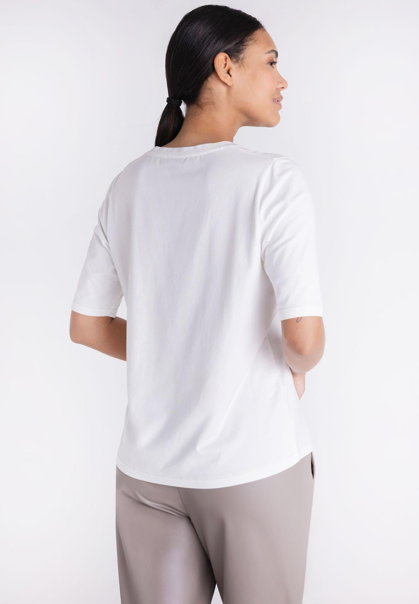 T-Shirt, Kurzarm, Weiß, Baumwolle, Rückenansicht, Tee, Kurzärmelig, Weiß, Rundhals, Plain