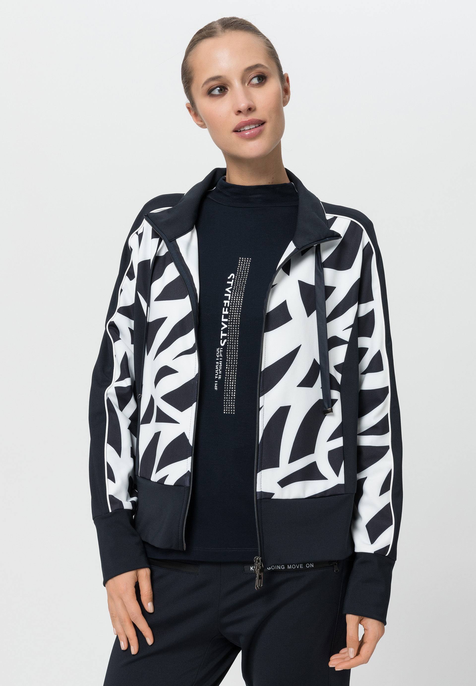 Jacket with stand-up collar with drawstring - Product Image 1