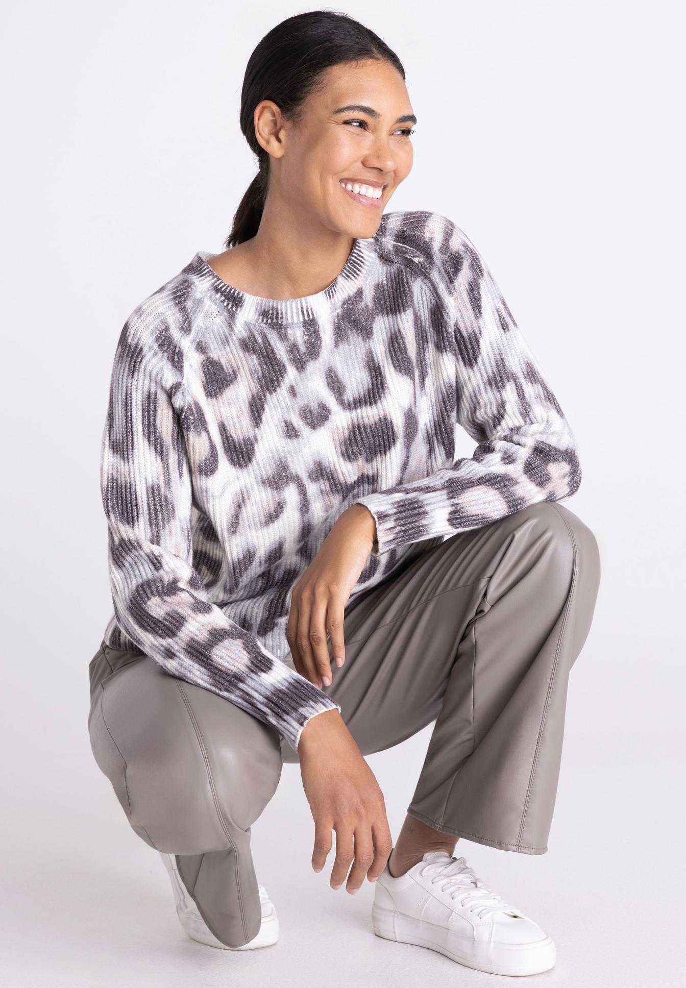 Pullover, Tiermuster, Kleidung, Strickpullover, Lederimitat, pullover, tie-dye, longsleeve, knit, leopard print, Kleidung, Pullover, Tiermuster, Longsleeve, Strick