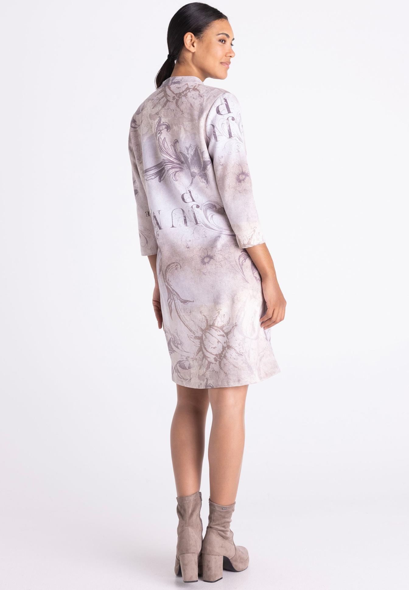 Kleid, Kleid mit Muster, Pastellton, Long blazer-like dress, 3/4 Ärmel, Kleid, Blumenmuster, Kurzarm, Pastell, Kleiderlänge: knie