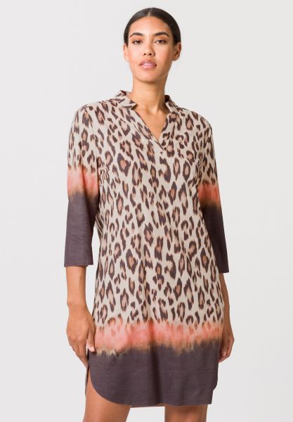 Blusenkleid mit Animalprint und Farbverlauf