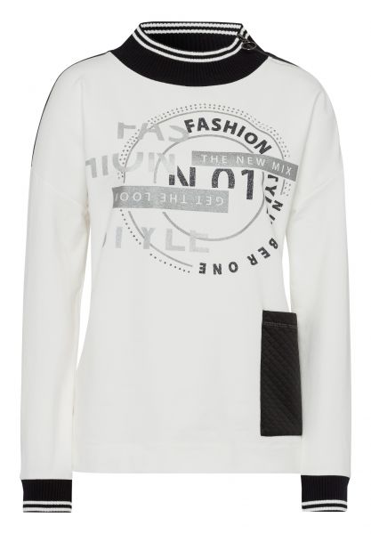 Langarmshirt mit Glitzerprint und schimmernder Tasche