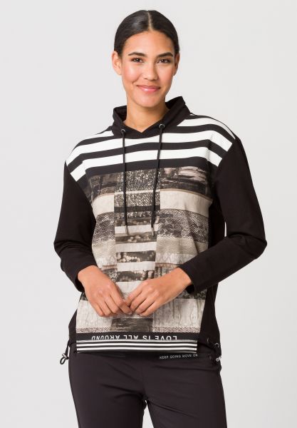 Sweatshirt mit Frontprint und Tunnelzugsaum