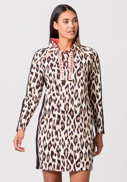 Kleid mit Animal-Muster und Kontrastnähten